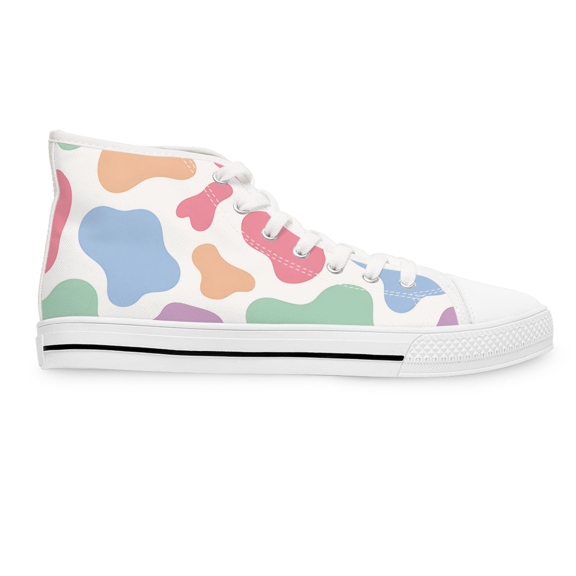 Colorful Cow Print High-Top Sneakers, Artsulli - Art is Long, Life is Short, Shoes, , , , , , , 