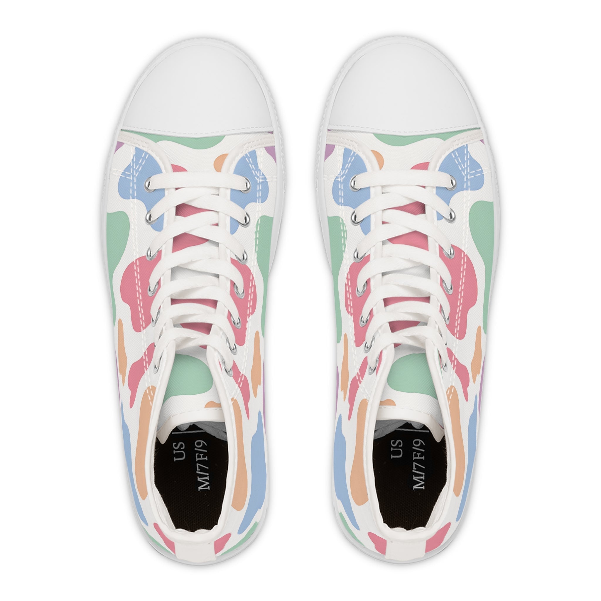 Colorful Cow Print High-Top Sneakers, Artsulli - Art is Long, Life is Short, Shoes, , , , , , , 