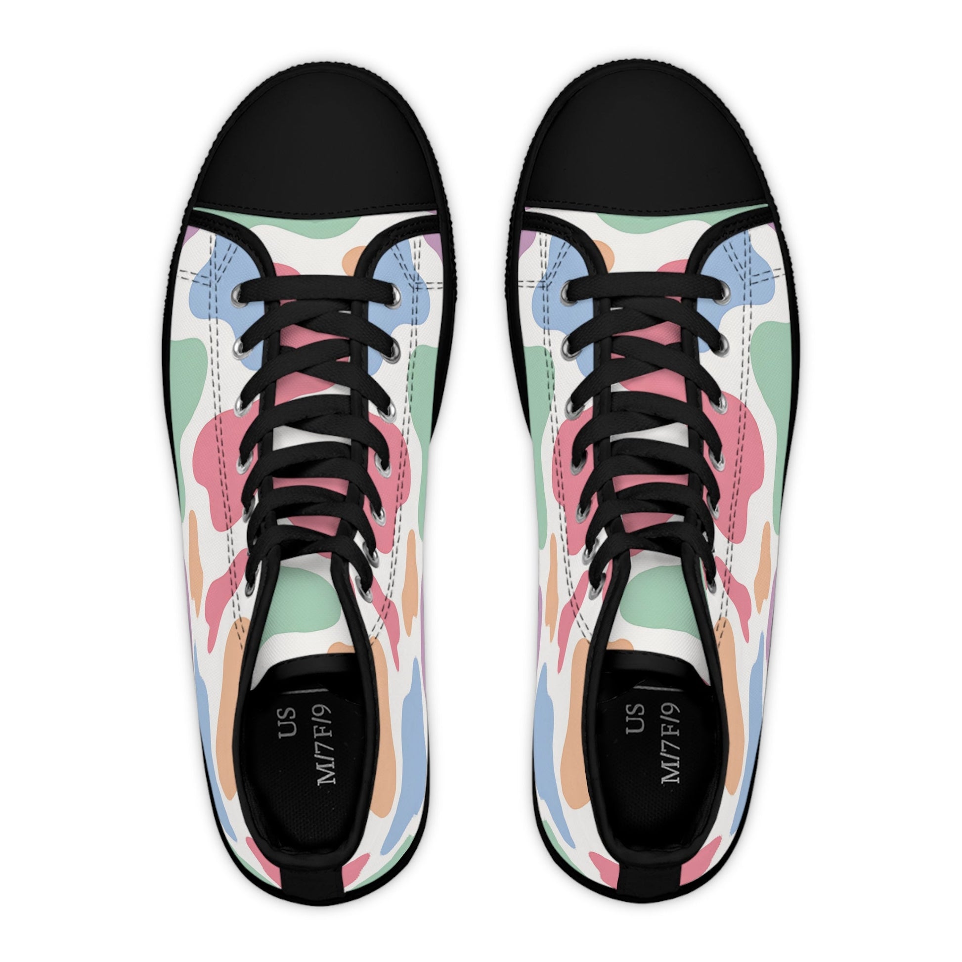 Colorful Cow Print High-Top Sneakers, Artsulli - Art is Long, Life is Short, Shoes, , , , , , , 