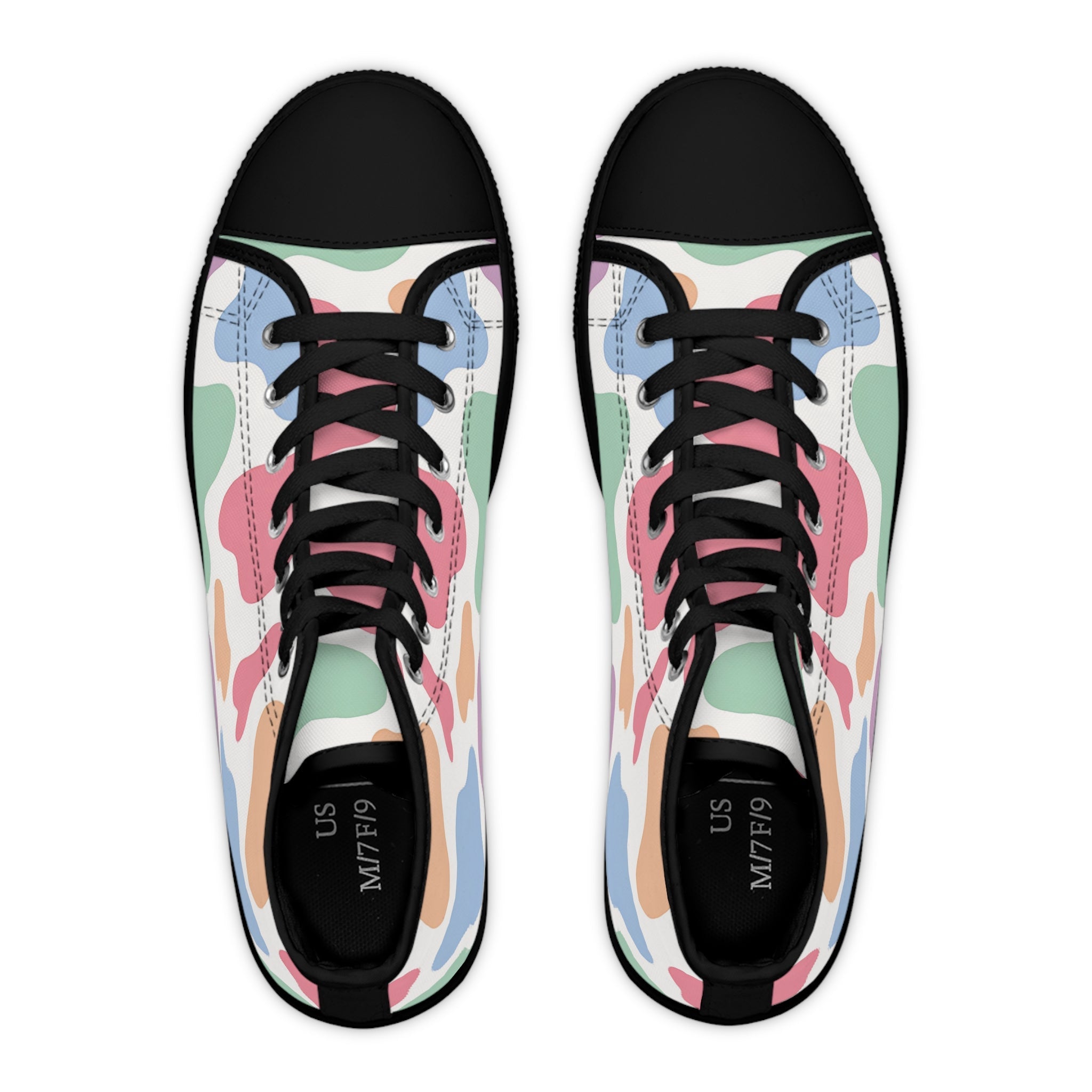 Colorful Cow Print High-Top Sneakers, Artsulli - Art is Long, Life is Short, Shoes, , , , , , , 
