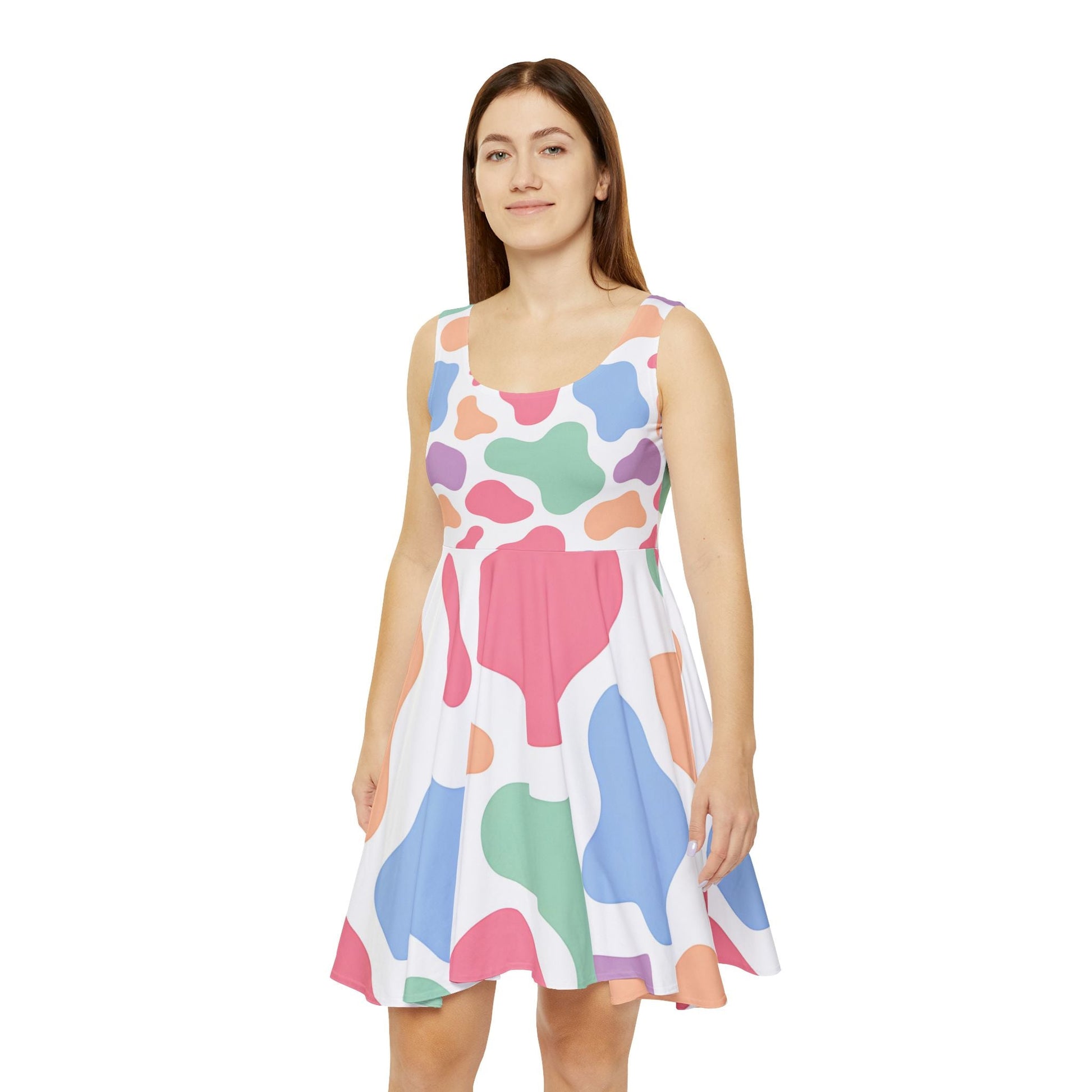 Printify Colorful Cow Print Skater Dress 2025