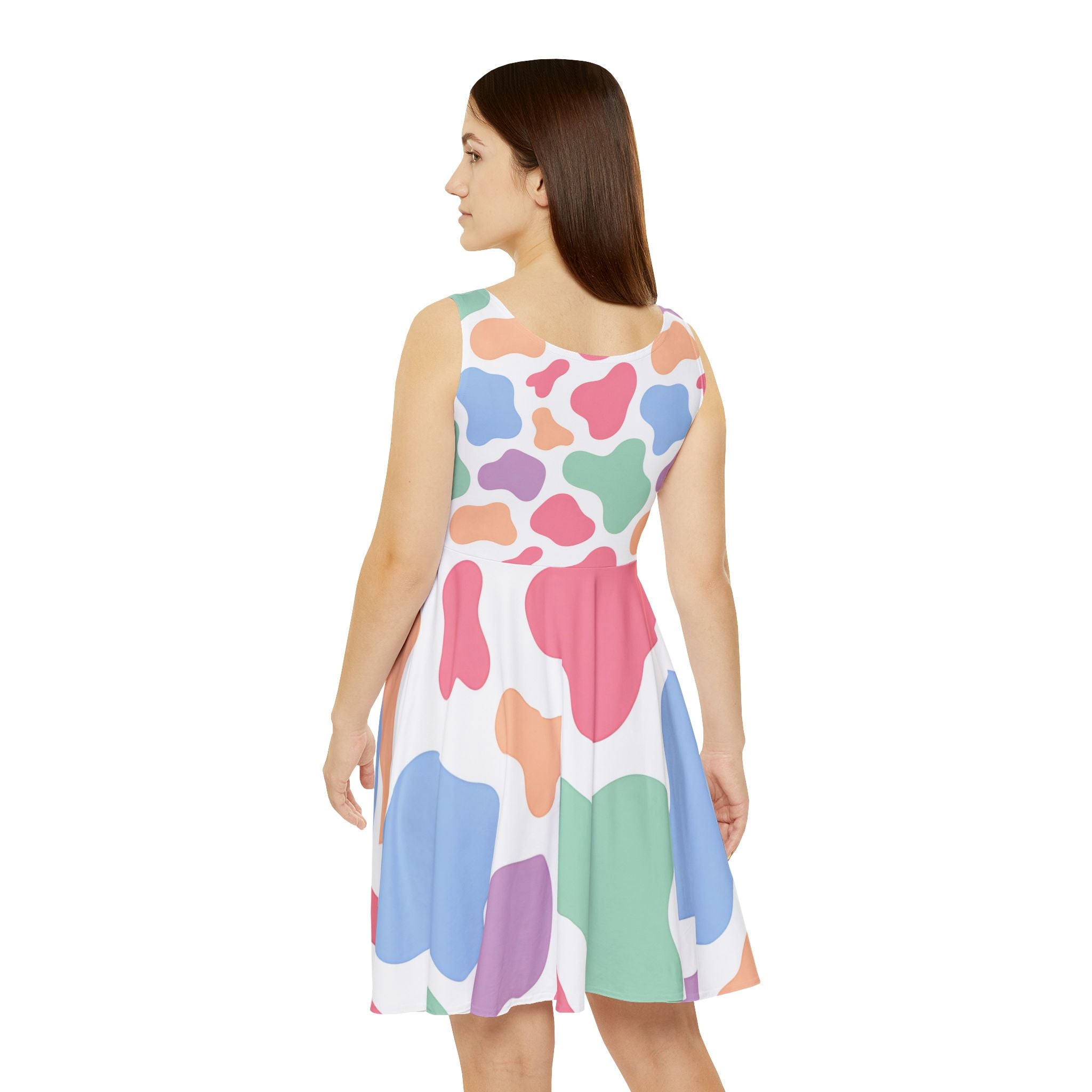Printify Colorful Cow Print Skater Dress 2025