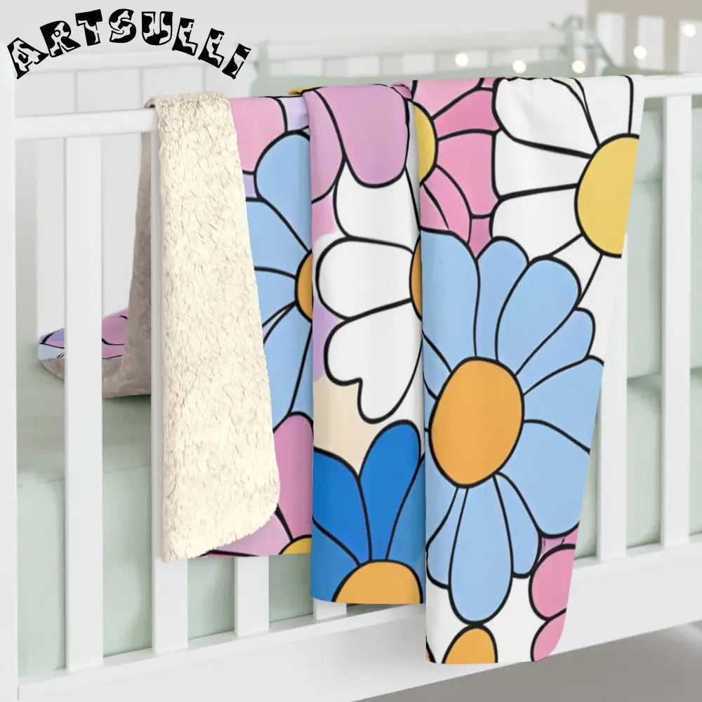 Colorful Daisy Cozy Fleece Blanket, Artsulli - Art is Long, Life is Short, Home Decor, , , , , , , 