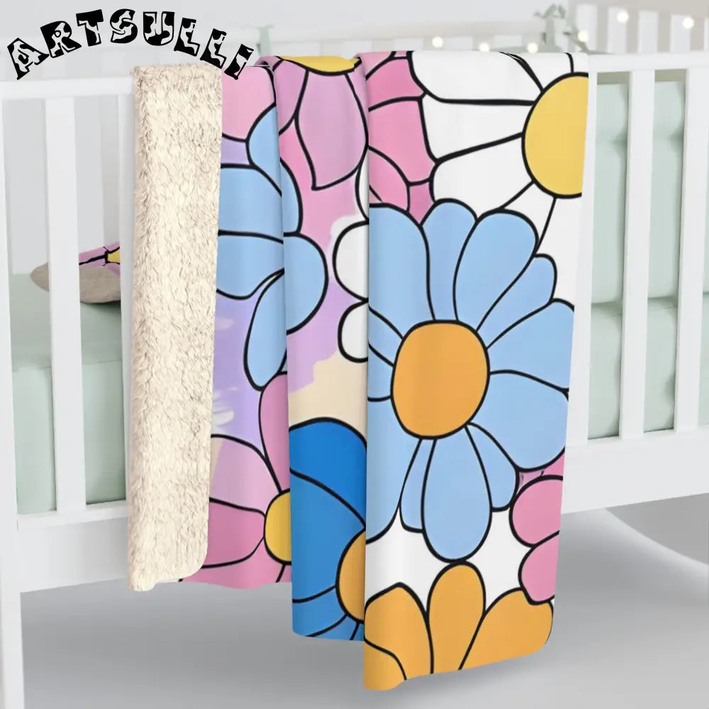 Colorful Daisy Cozy Fleece Blanket, Artsulli - Art is Long, Life is Short, Home Decor, , , , , , , 