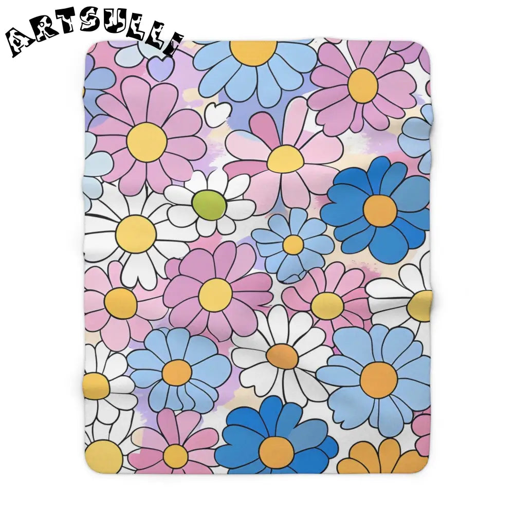 Colorful Daisy Cozy Fleece Blanket, Artsulli - Art is Long, Life is Short, Home Decor, Size, 60" × 80", , , , , 52423007711207