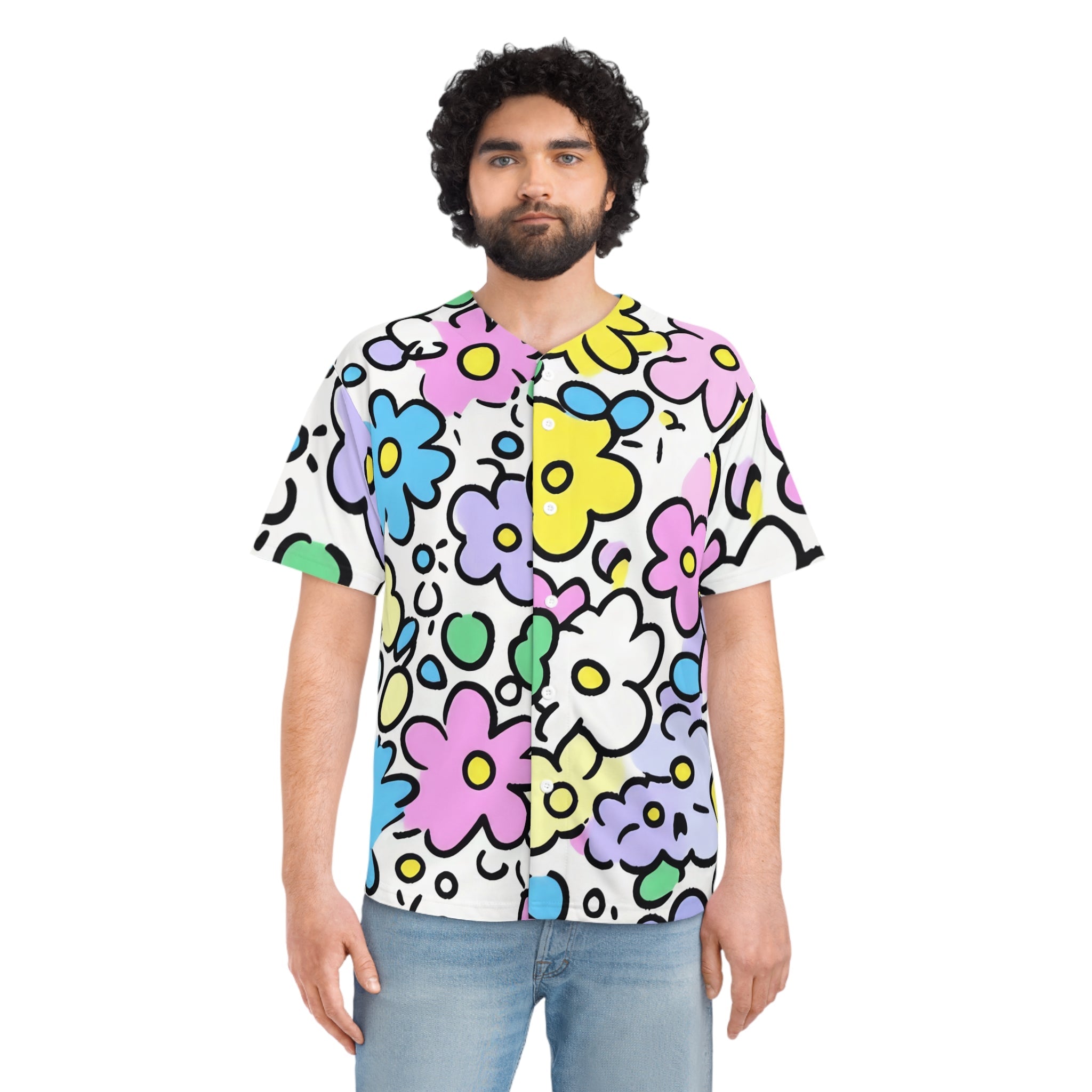 Colorful Floral Abstract Baseball Jersey, Artsulli - Art is Long, Life is Short, All Over Prints, , , , , , , 