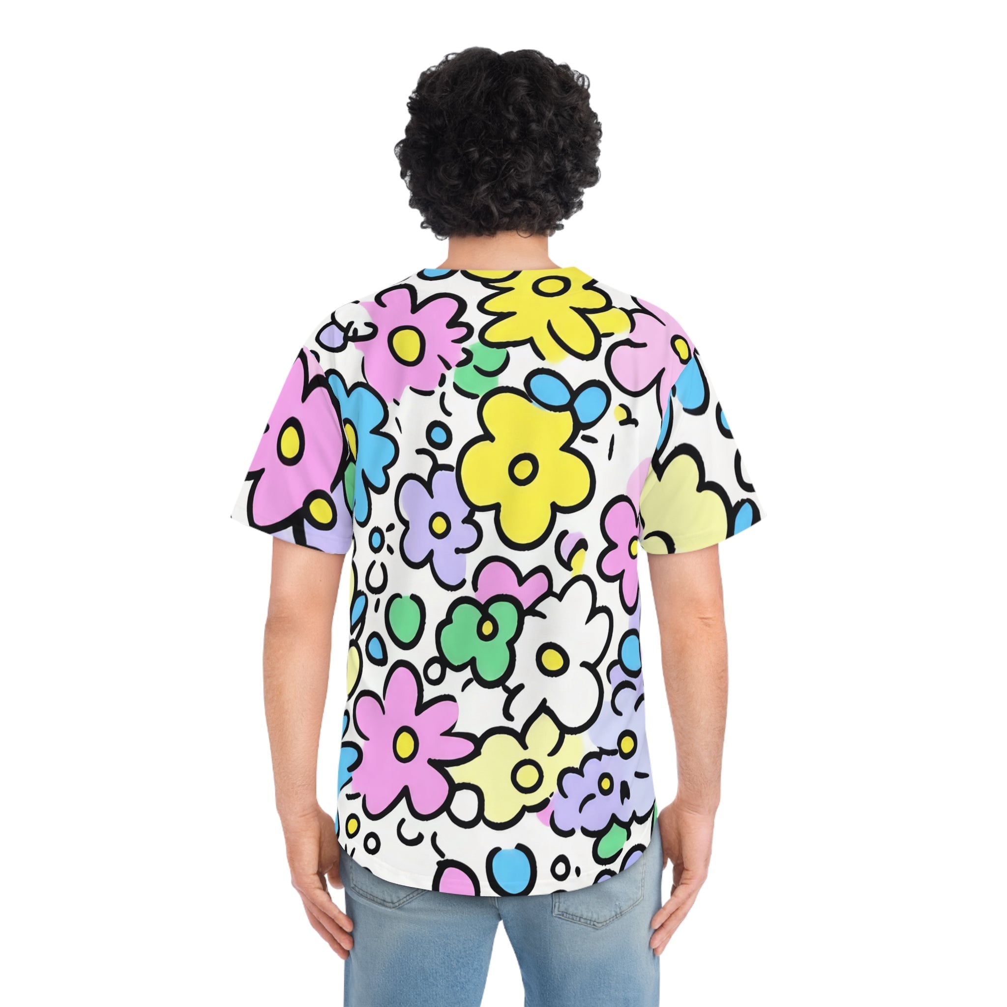 Colorful Floral Abstract Baseball Jersey, Artsulli - Art is Long, Life is Short, All Over Prints, , , , , , , 