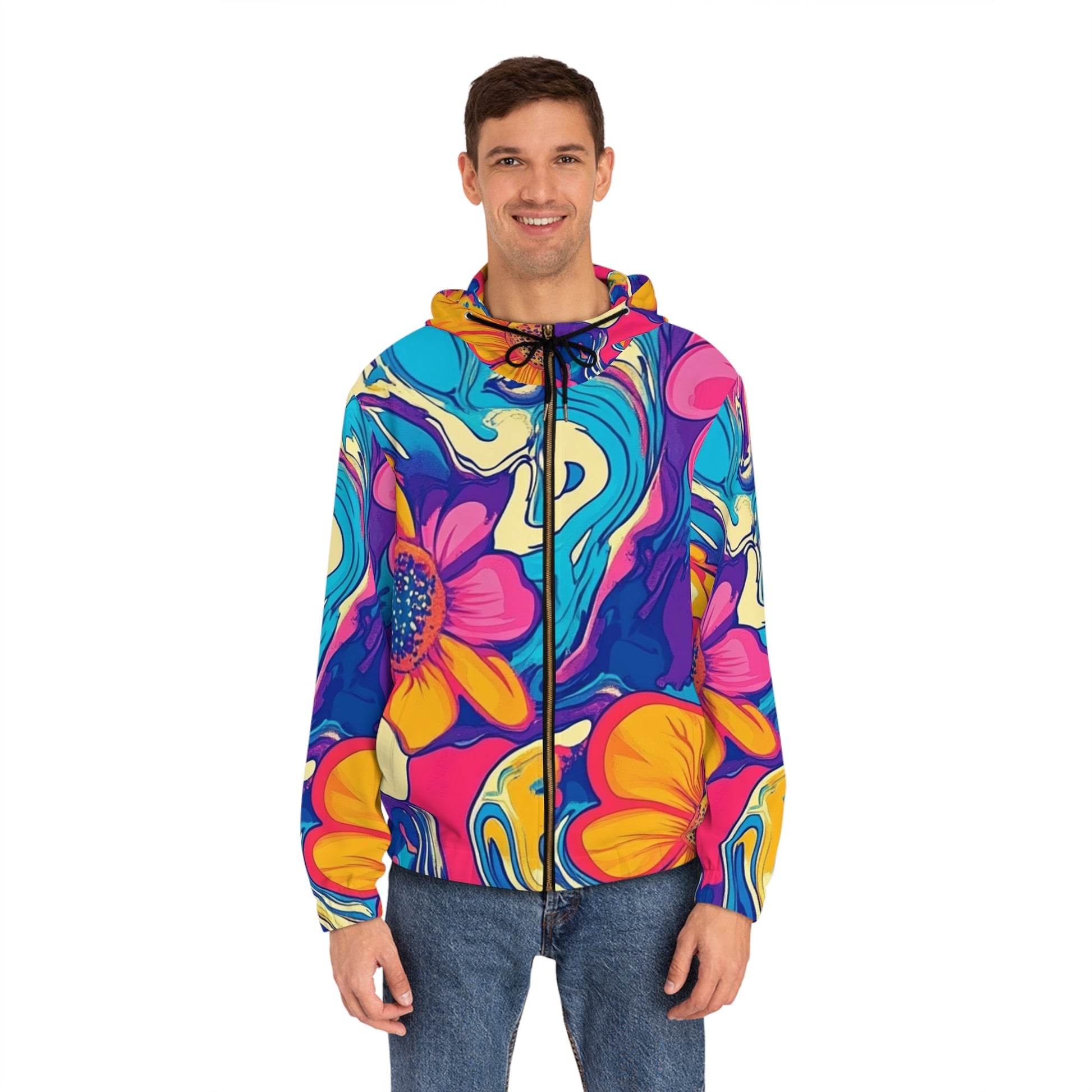 Colorful Floral Abstract Zip Hoodie, Artsulli - Art is Long, Life is Short, All Over Prints, , , , , , , 