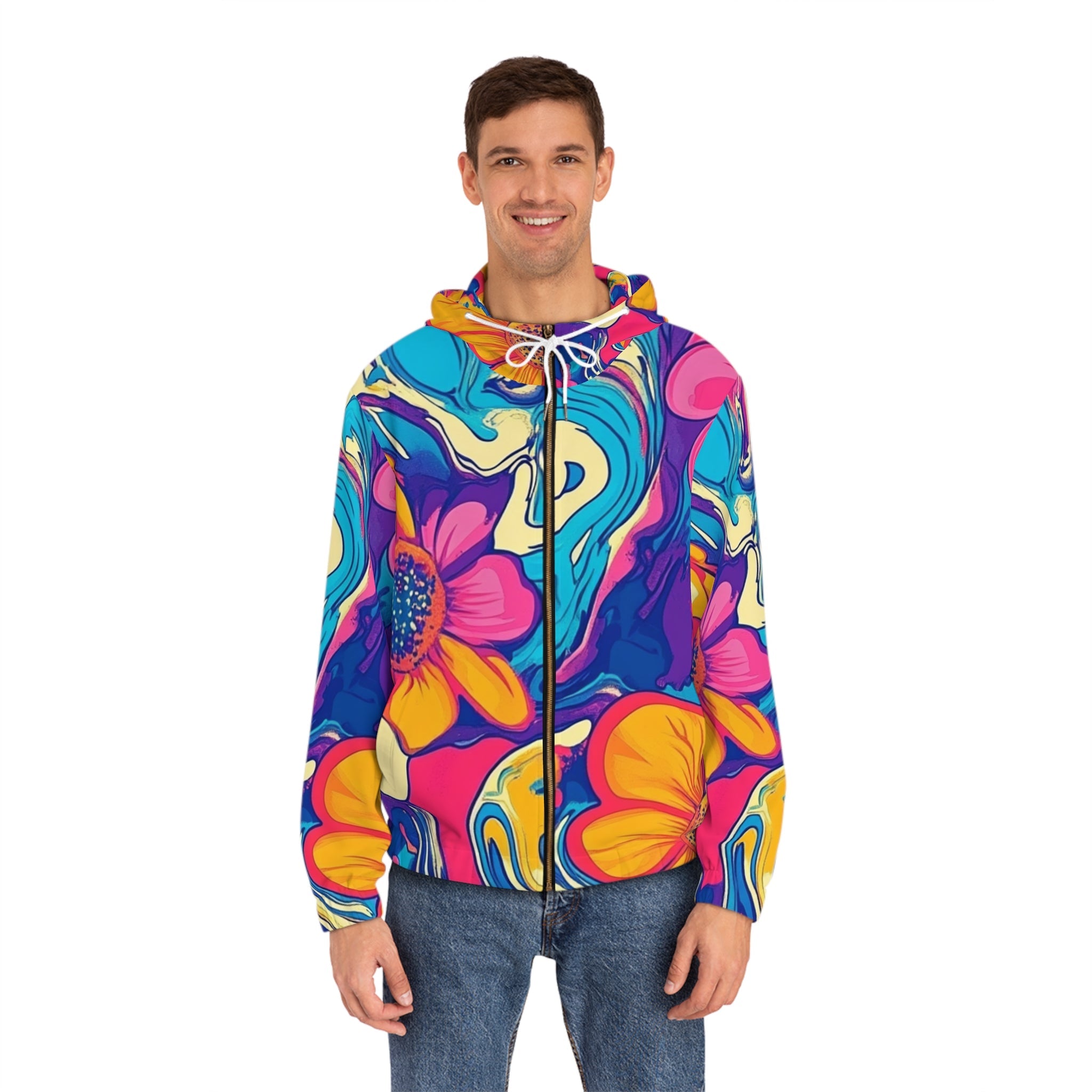 Colorful Floral Abstract Zip Hoodie, Artsulli - Art is Long, Life is Short, All Over Prints, , , , , , , 