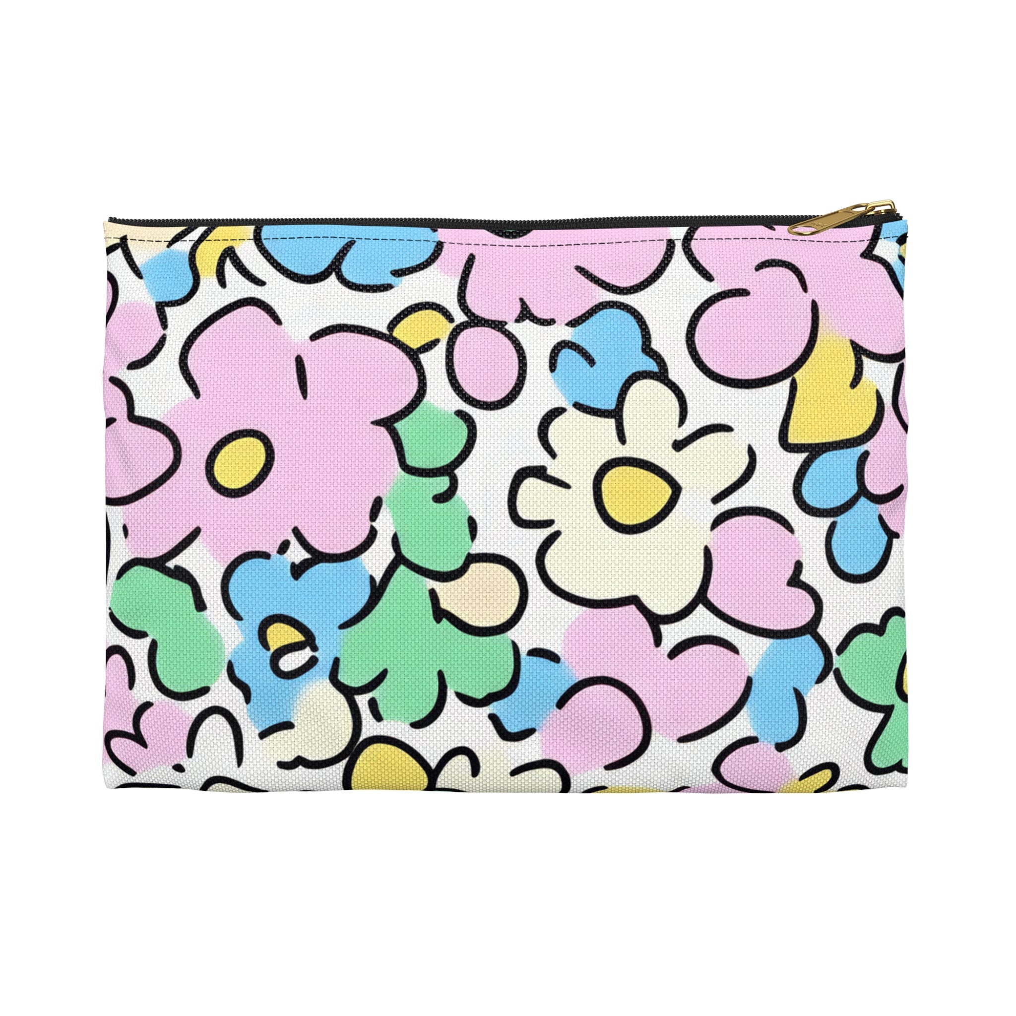 Colorful Floral Accessory Pouch, Artsulli - Art is Long, Life is Short, Bags, Size, Small, Color, Black zipper, , , 15966136991045169357