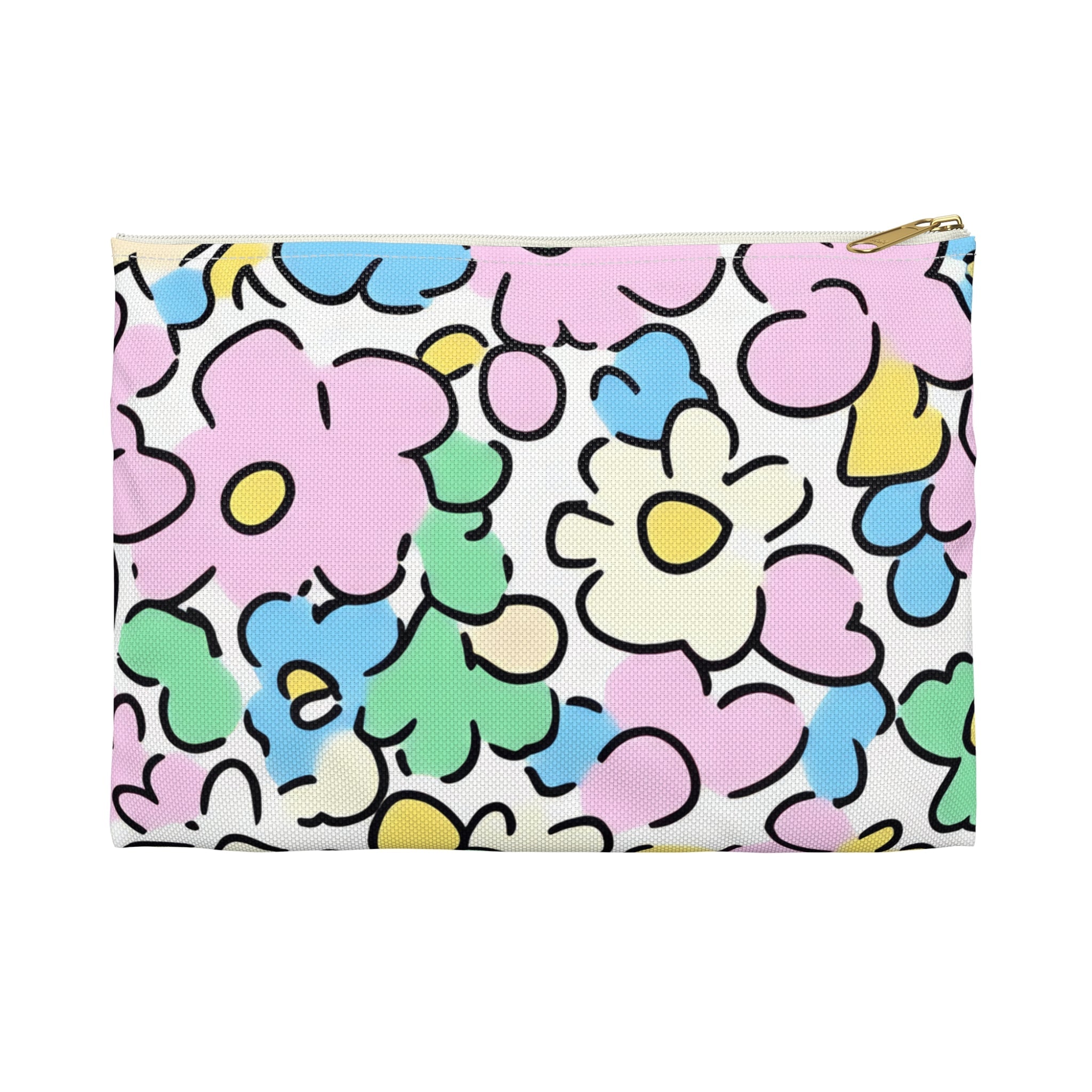 Colorful Floral Accessory Pouch, Artsulli - Art is Long, Life is Short, Bags, Size, Small, Color, White zipper, , , 29792122555771965774