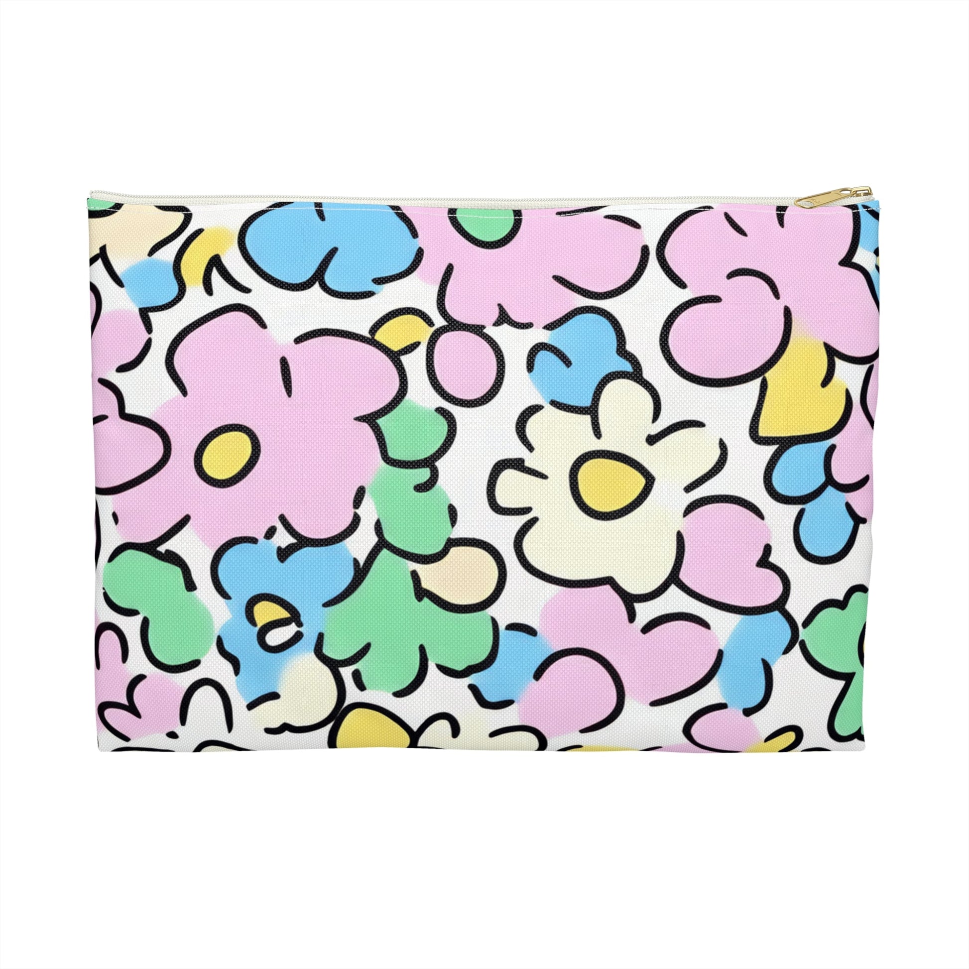 Colorful Floral Accessory Pouch, Artsulli - Art is Long, Life is Short, Bags, Size, Large, Color, White zipper, , , 63650242626444624102
