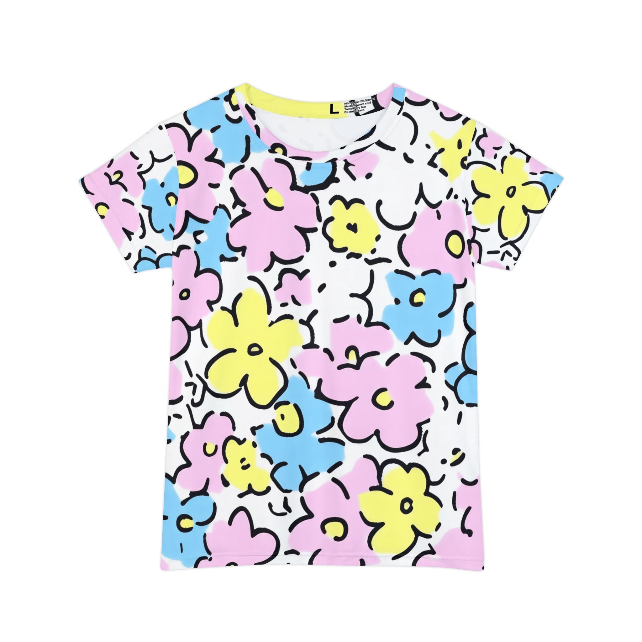 Colorful Floral All Over Print Tee, Artsulli - Art is Long, Life is Short, All Over Prints, Size, XS, , , , , 69000404775644240439