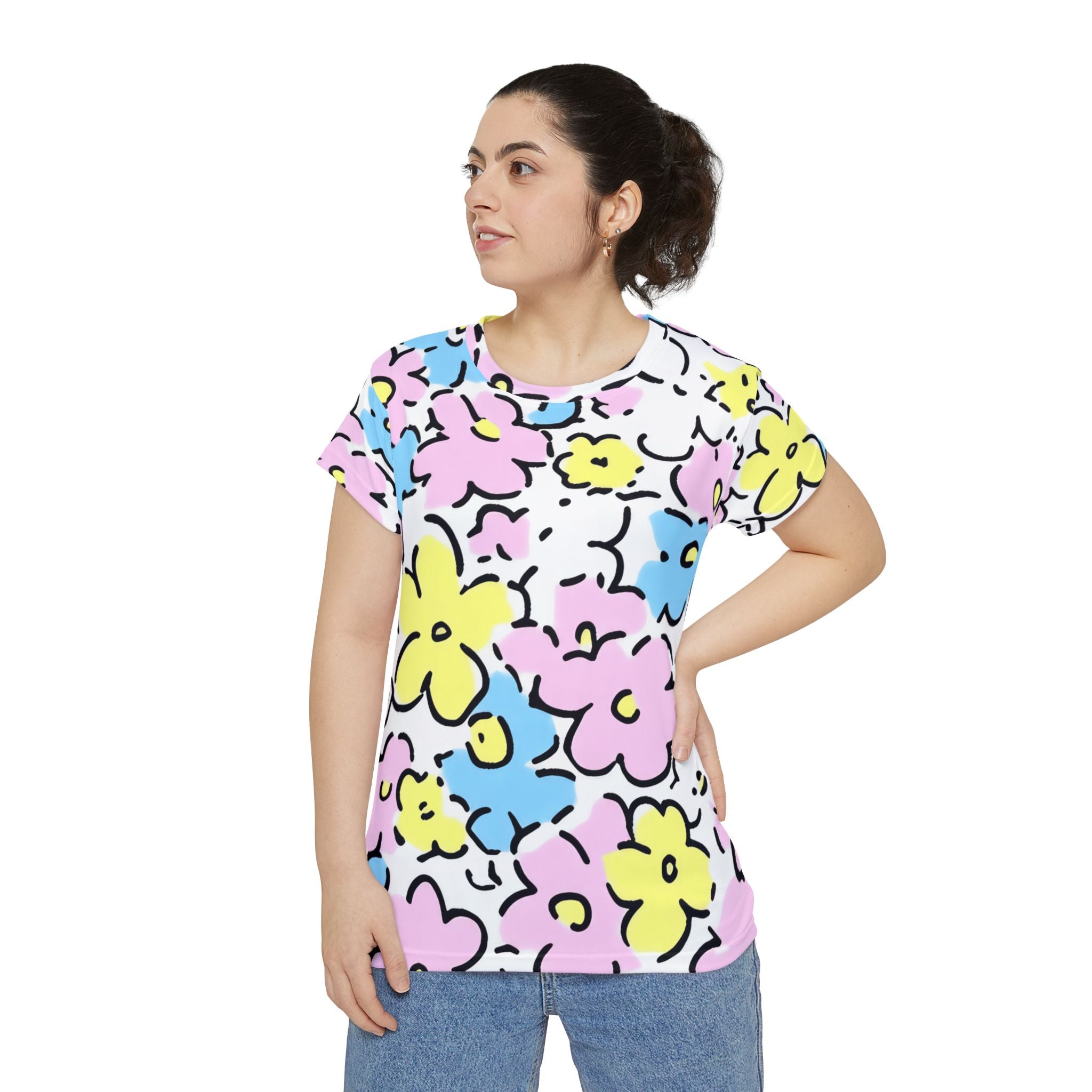 Colorful Floral All Over Print Tee, Artsulli - Art is Long, Life is Short, All Over Prints, , , , , , , 