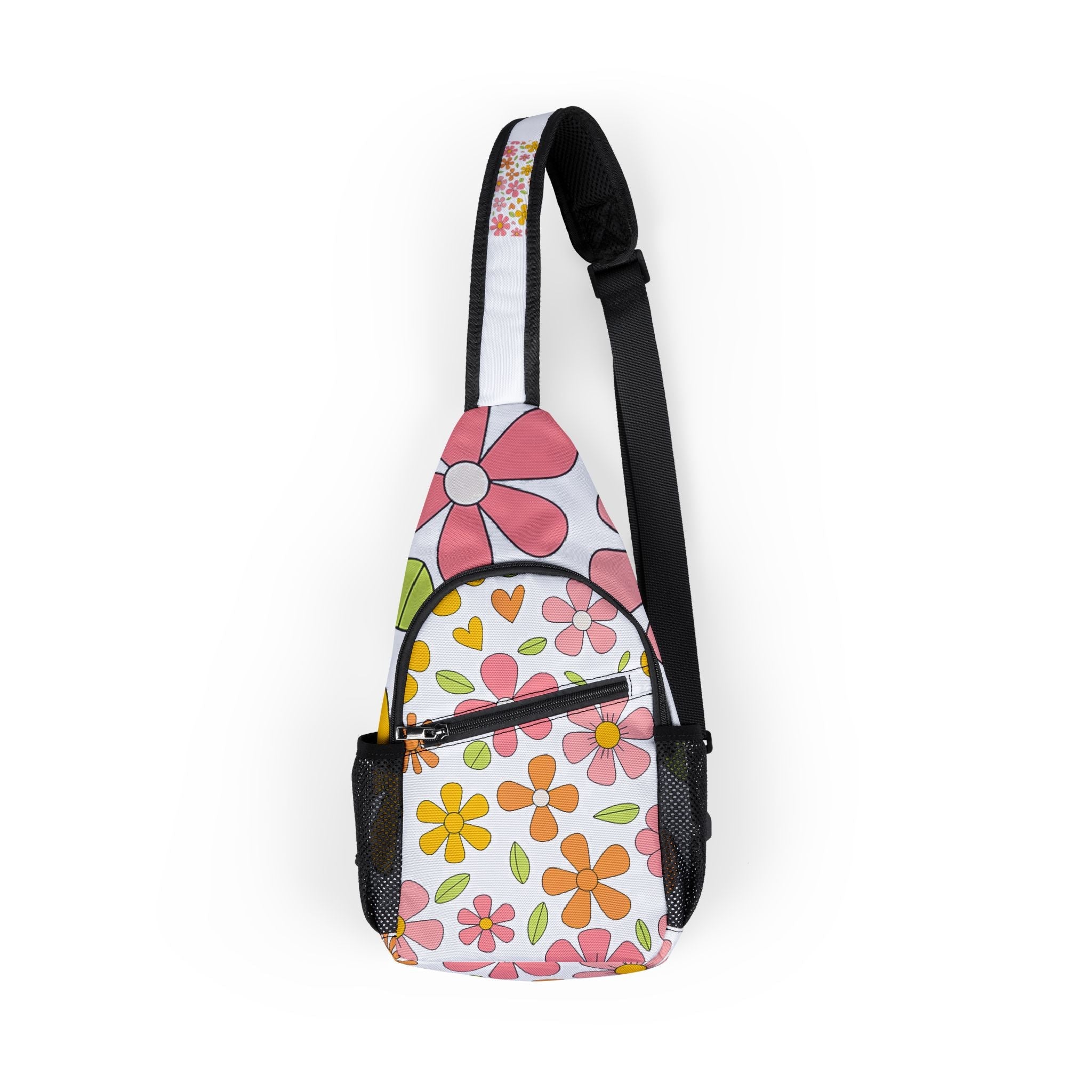 Colorful Floral and Heart Chest Bag, Artsulli - Art is Long, Life is Short, Bags, Size, One size, , , , , 33666065179901679559