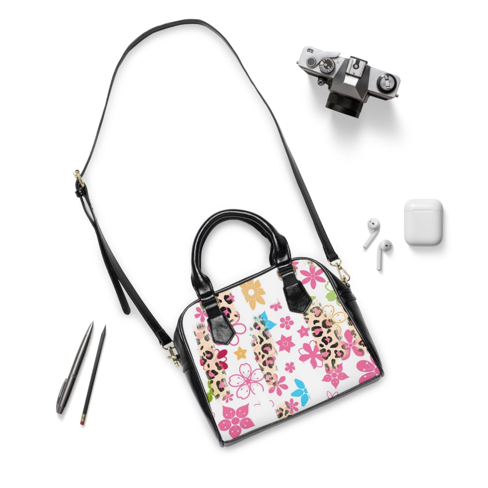 Colorful Floral and Leopard Print Handbag, Artsulli - Art is Long, Life is Short, Bags, , , , , , , 
