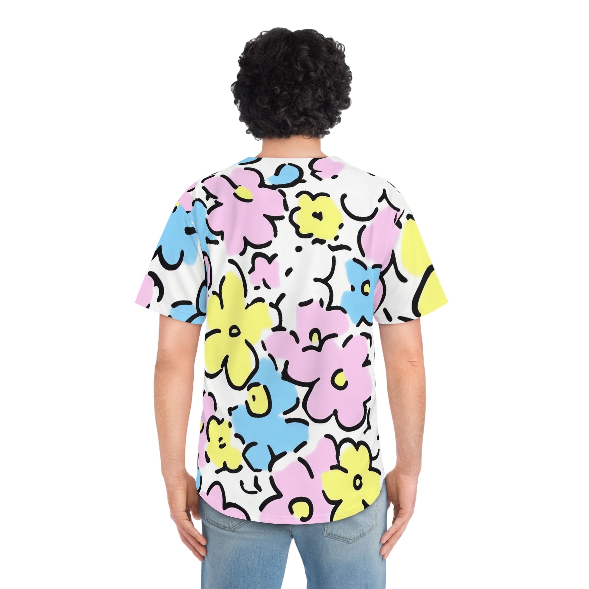 Colorful Floral Baseball Jersey, Artsulli - Art is Long, Life is Short, All Over Prints, , , , , , , 