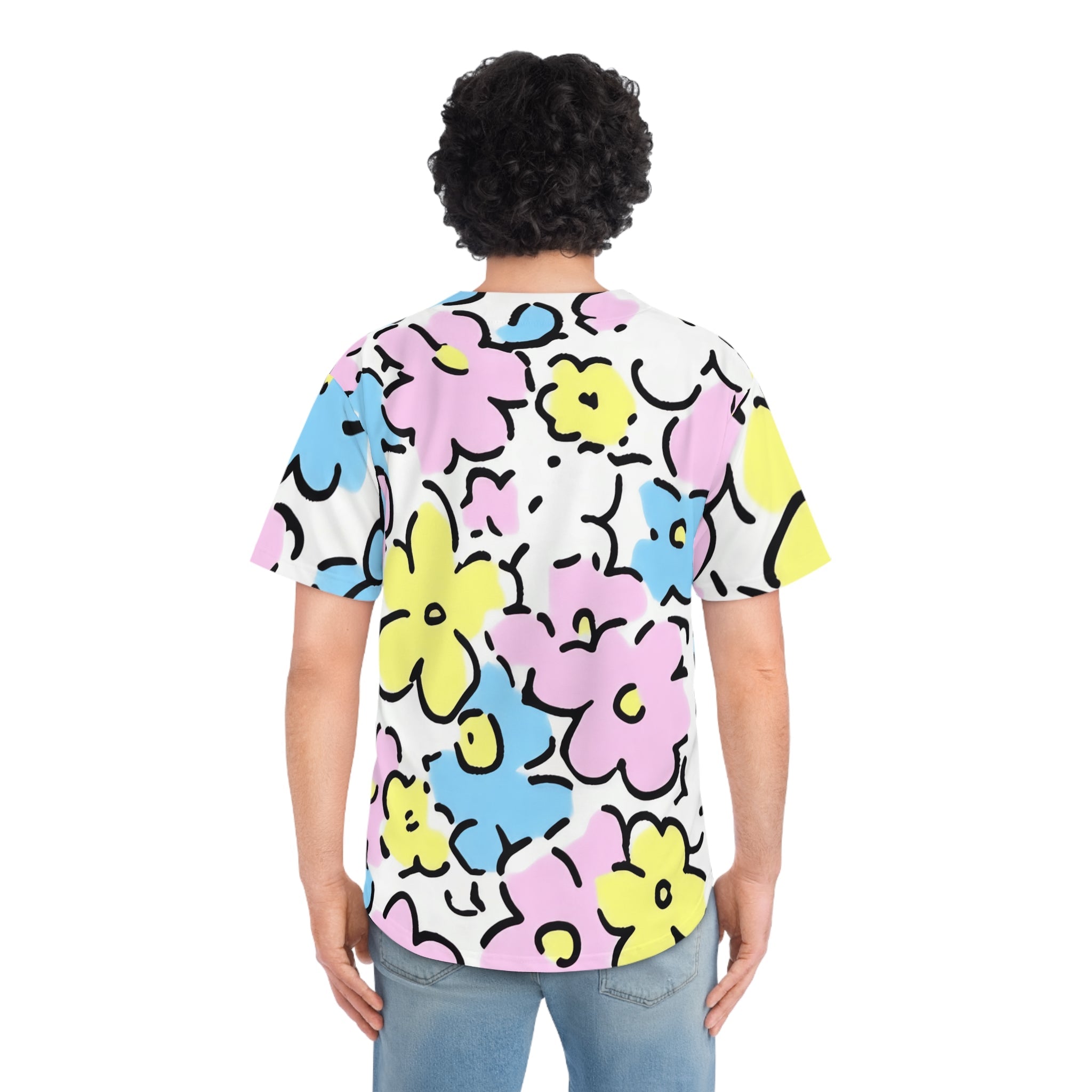 Colorful Floral Baseball Jersey, Artsulli - Art is Long, Life is Short, All Over Prints, , , , , , , 