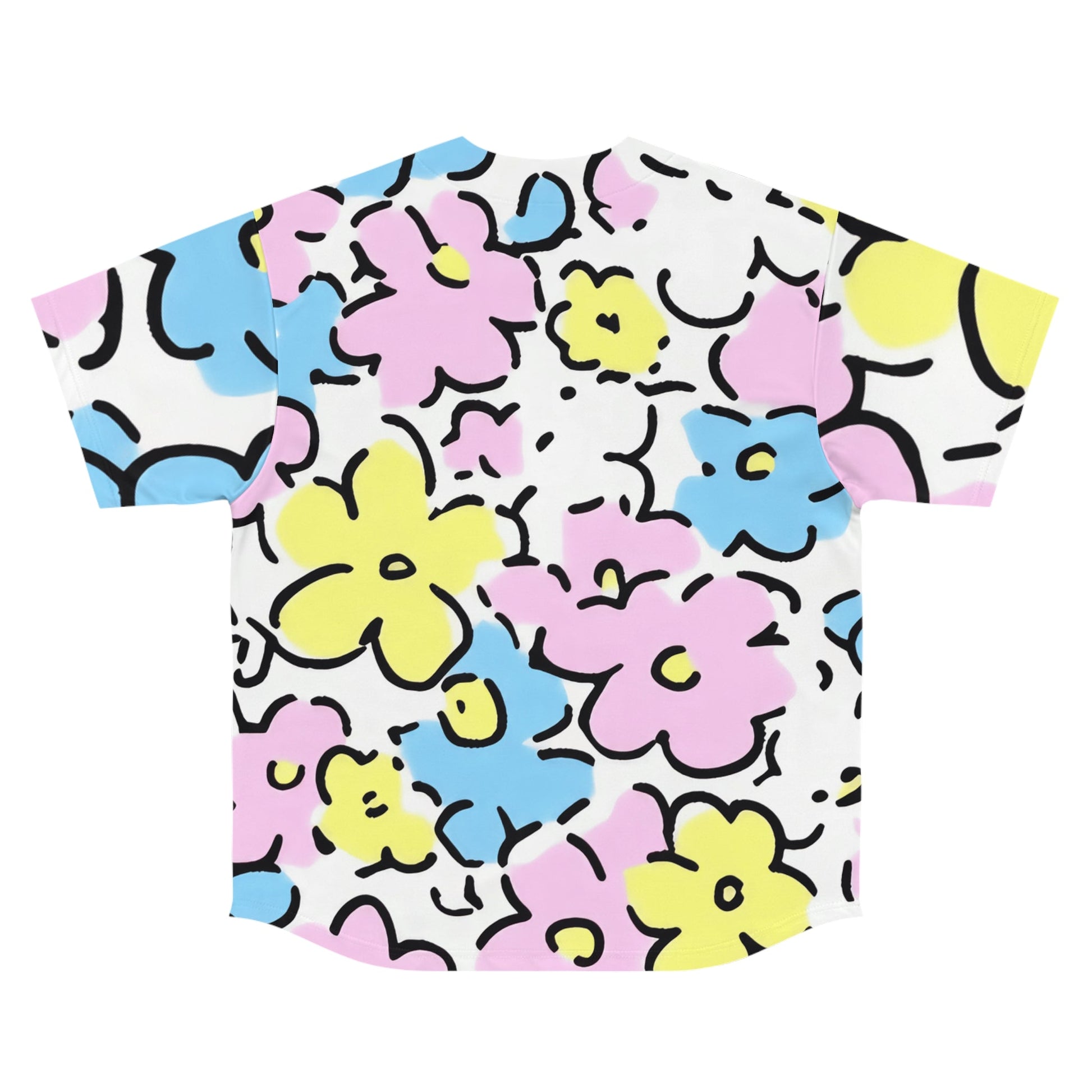 Colorful Floral Baseball Jersey, Artsulli - Art is Long, Life is Short, All Over Prints, , , , , , , 