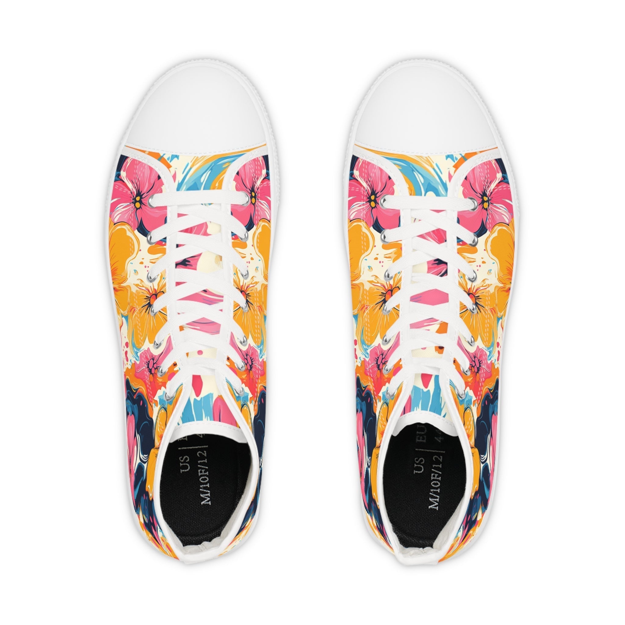 Colorful Floral Canvas High Top Sneakers, Artsulli - Art is Long, Life is Short, Shoes, , , , , , , 