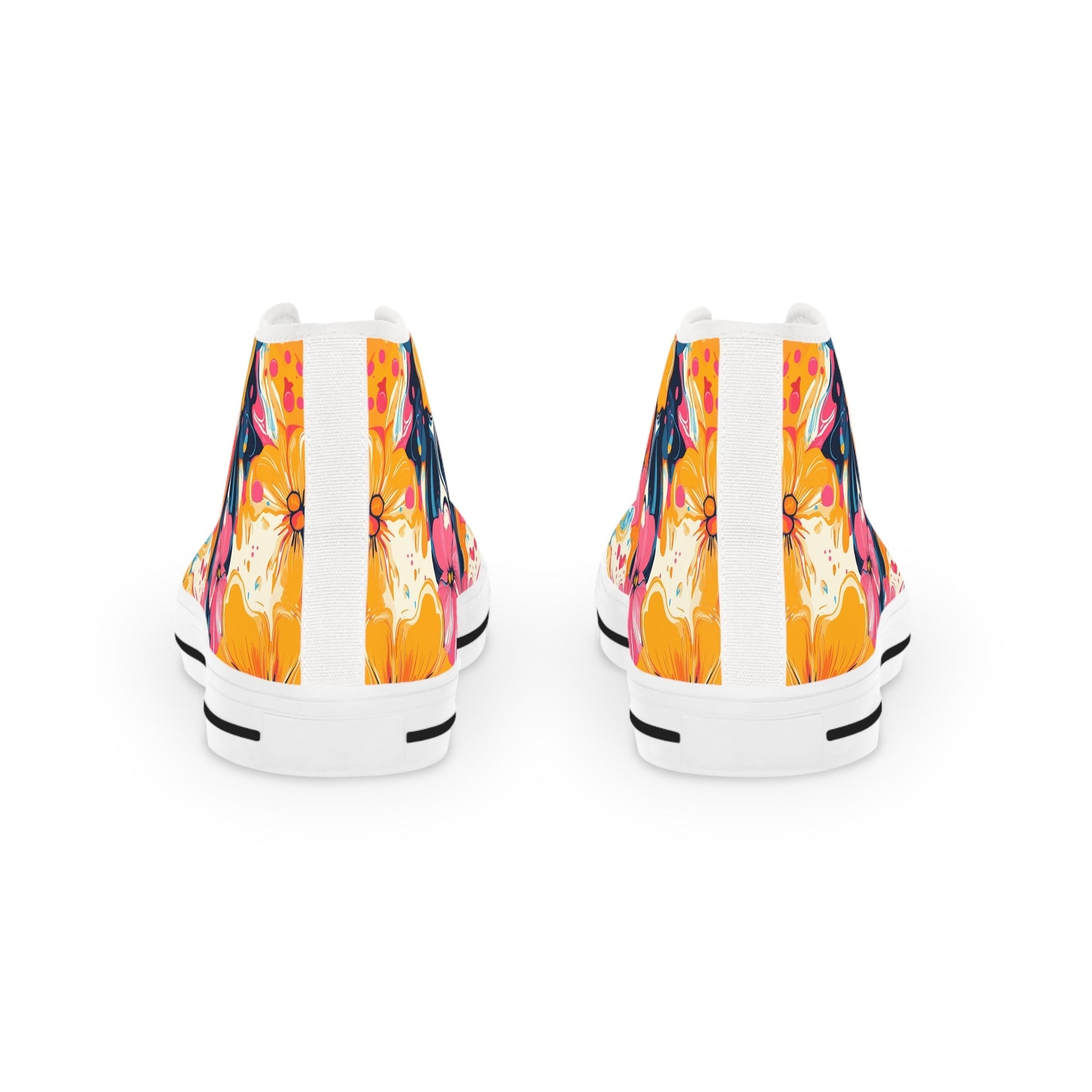 Colorful Floral Canvas High Top Sneakers, Artsulli - Art is Long, Life is Short, Shoes, , , , , , , 