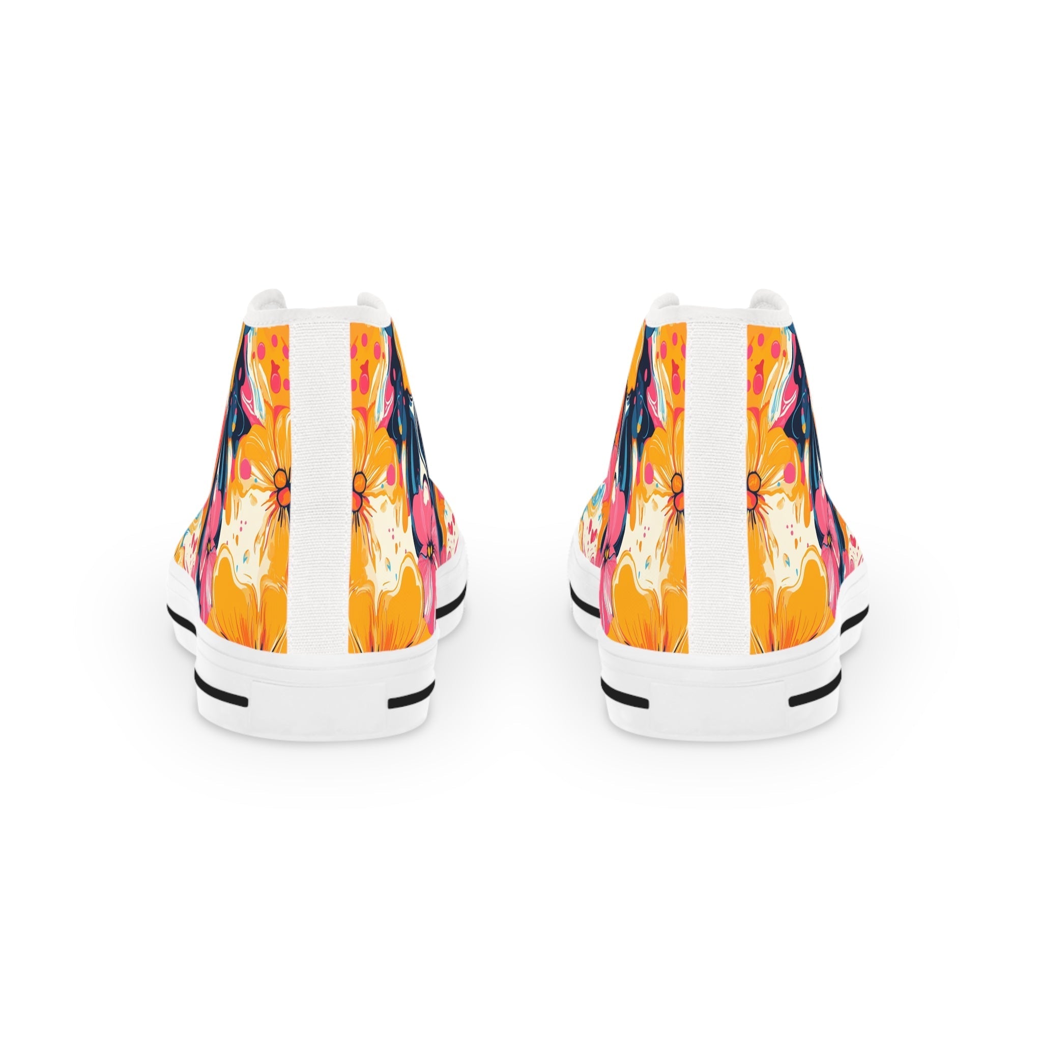 Colorful Floral Canvas High Top Sneakers, Artsulli - Art is Long, Life is Short, Shoes, , , , , , , 