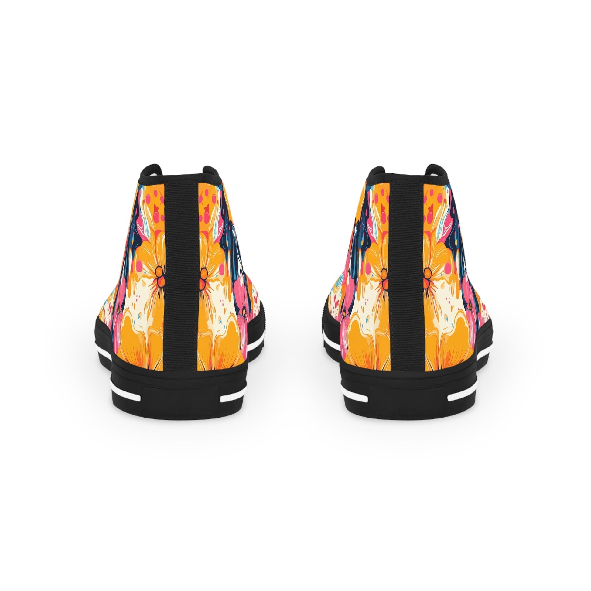 Colorful Floral Canvas High Top Sneakers, Artsulli - Art is Long, Life is Short, Shoes, , , , , , , 