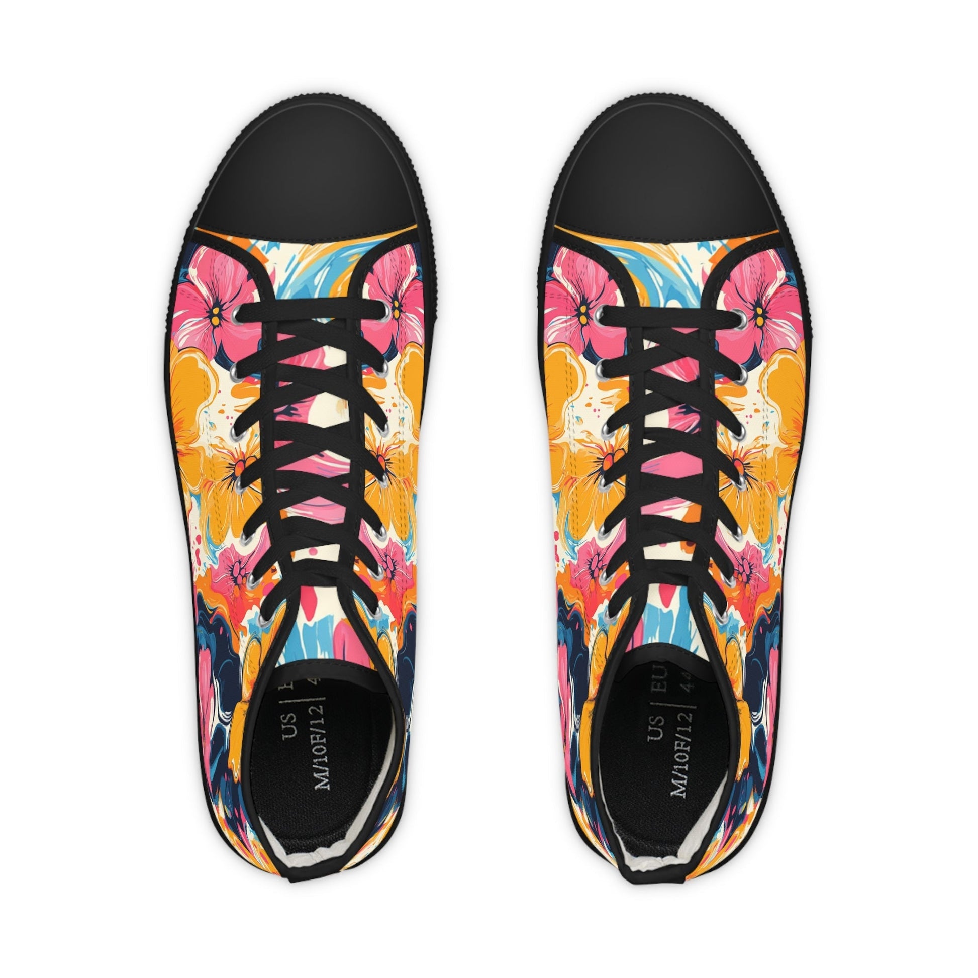 Colorful Floral Canvas High Top Sneakers, Artsulli - Art is Long, Life is Short, Shoes, , , , , , , 