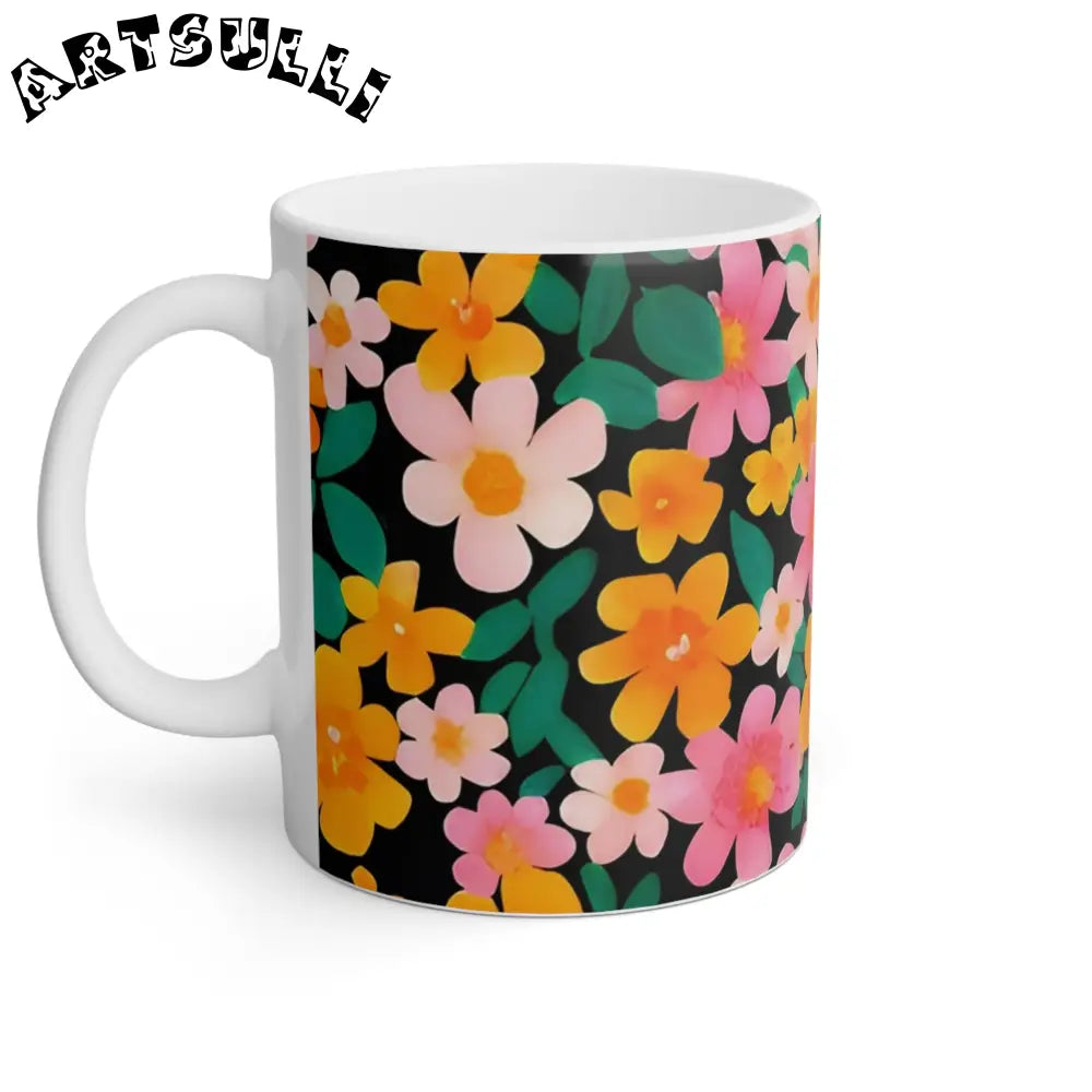 Colorful Floral Ceramic Mug, Artsulli - Art is Long, Life is Short, Mug, , , , , , , 