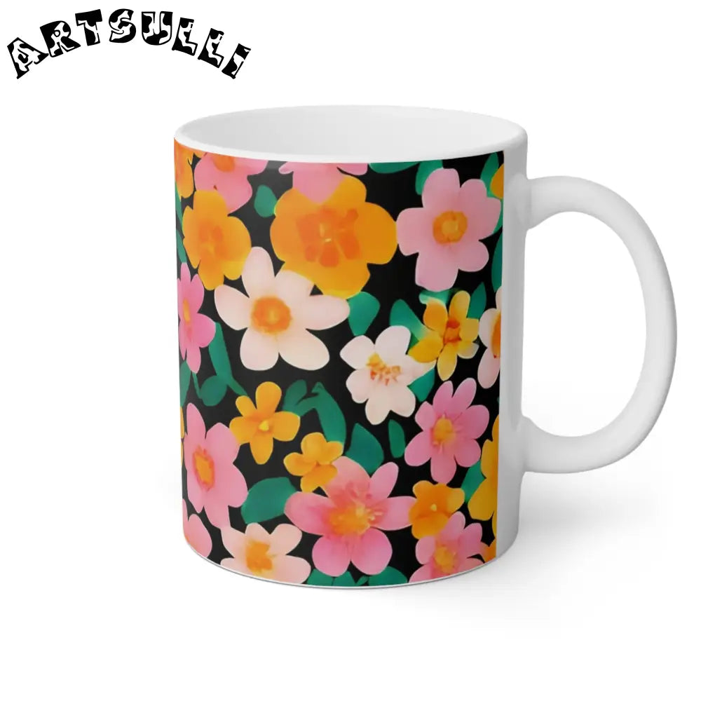 Colorful Floral Ceramic Mug, Artsulli - Art is Long, Life is Short, Mug, , , , , , , 