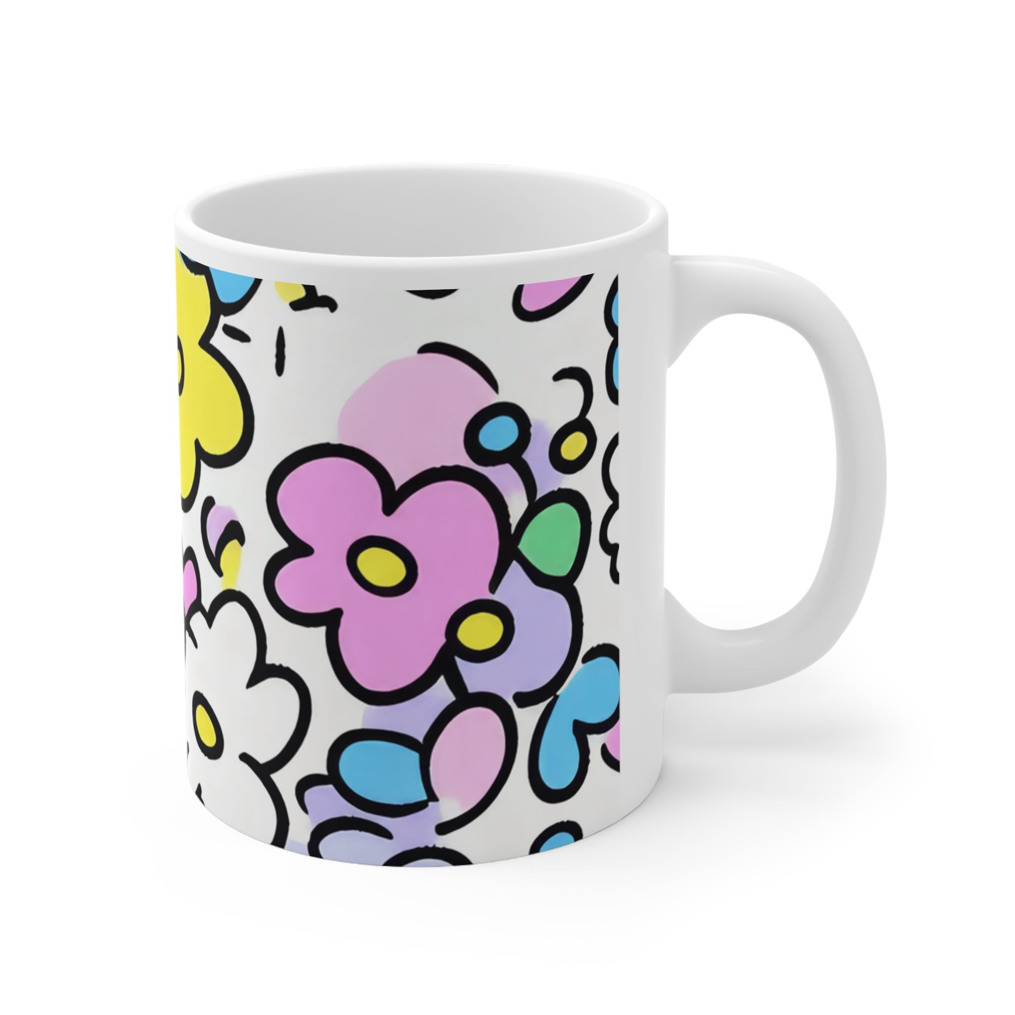Colorful Floral Ceramic Mug, Artsulli - Art is Long, Life is Short, Mug, , , , , , , 