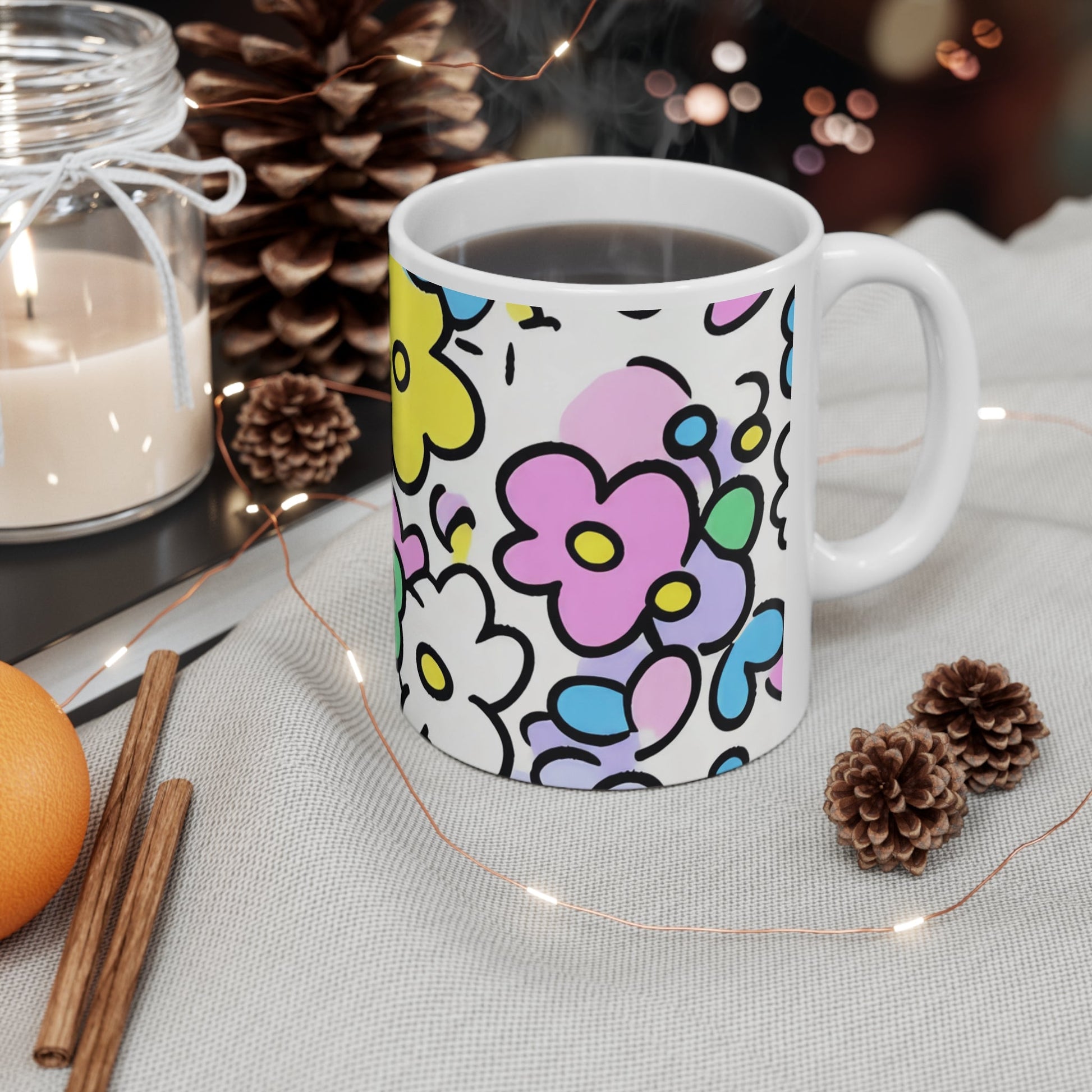 Colorful Floral Ceramic Mug, Artsulli - Art is Long, Life is Short, Mug, , , , , , , 