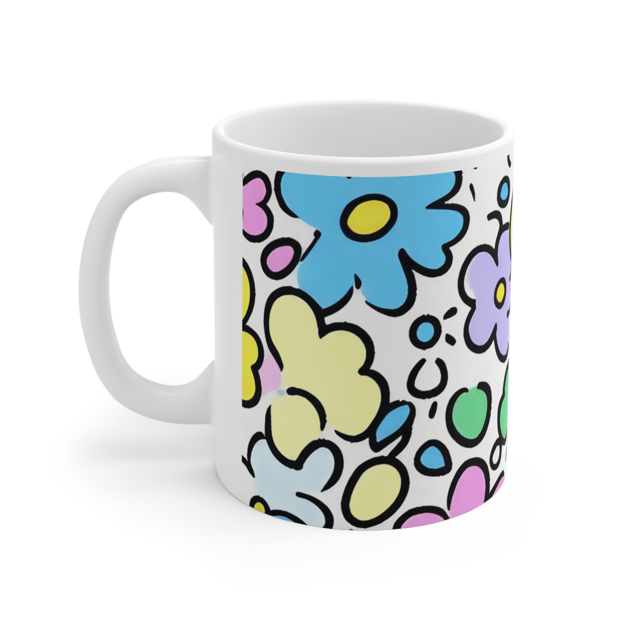 Colorful Floral Ceramic Mug, Artsulli - Art is Long, Life is Short, Mug, , , , , , , 