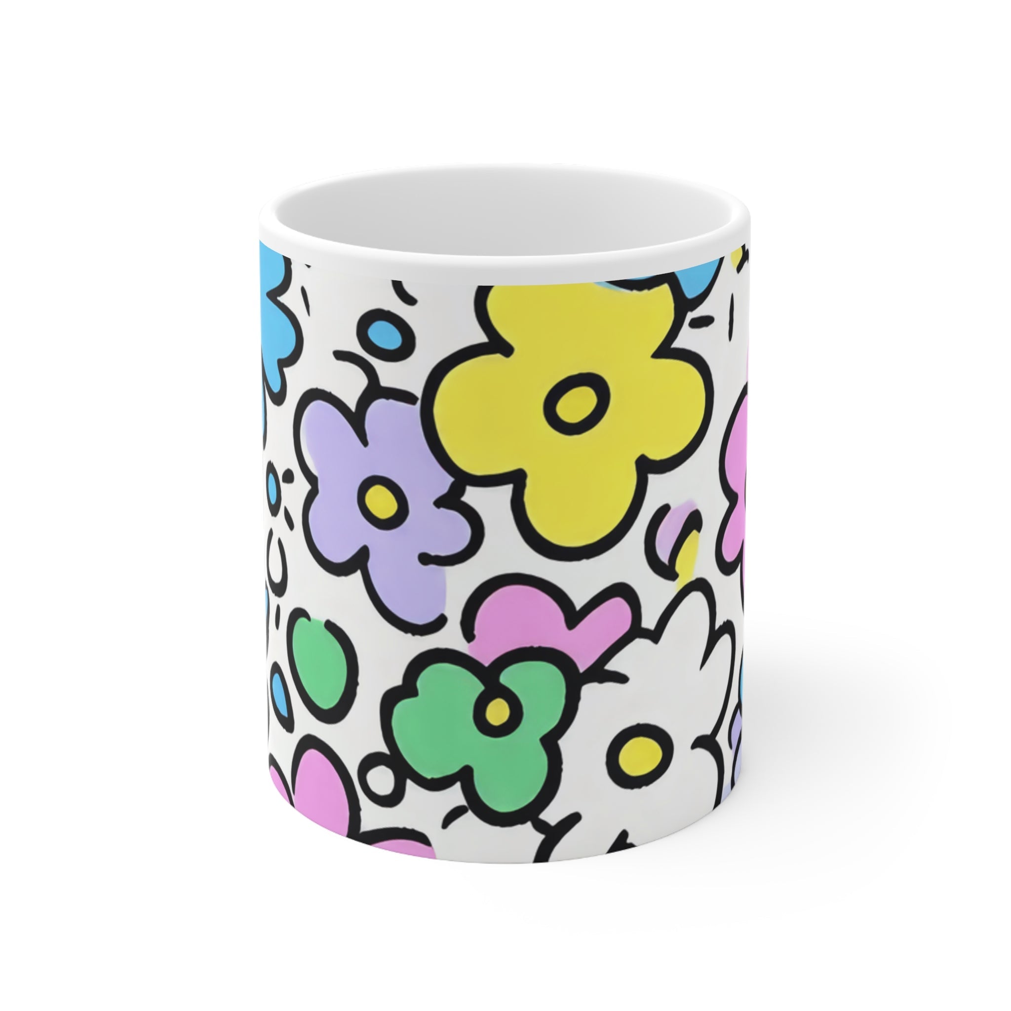 Colorful Floral Ceramic Mug, Artsulli - Art is Long, Life is Short, Mug, Size, 11oz, , , , , 22069252320213497198