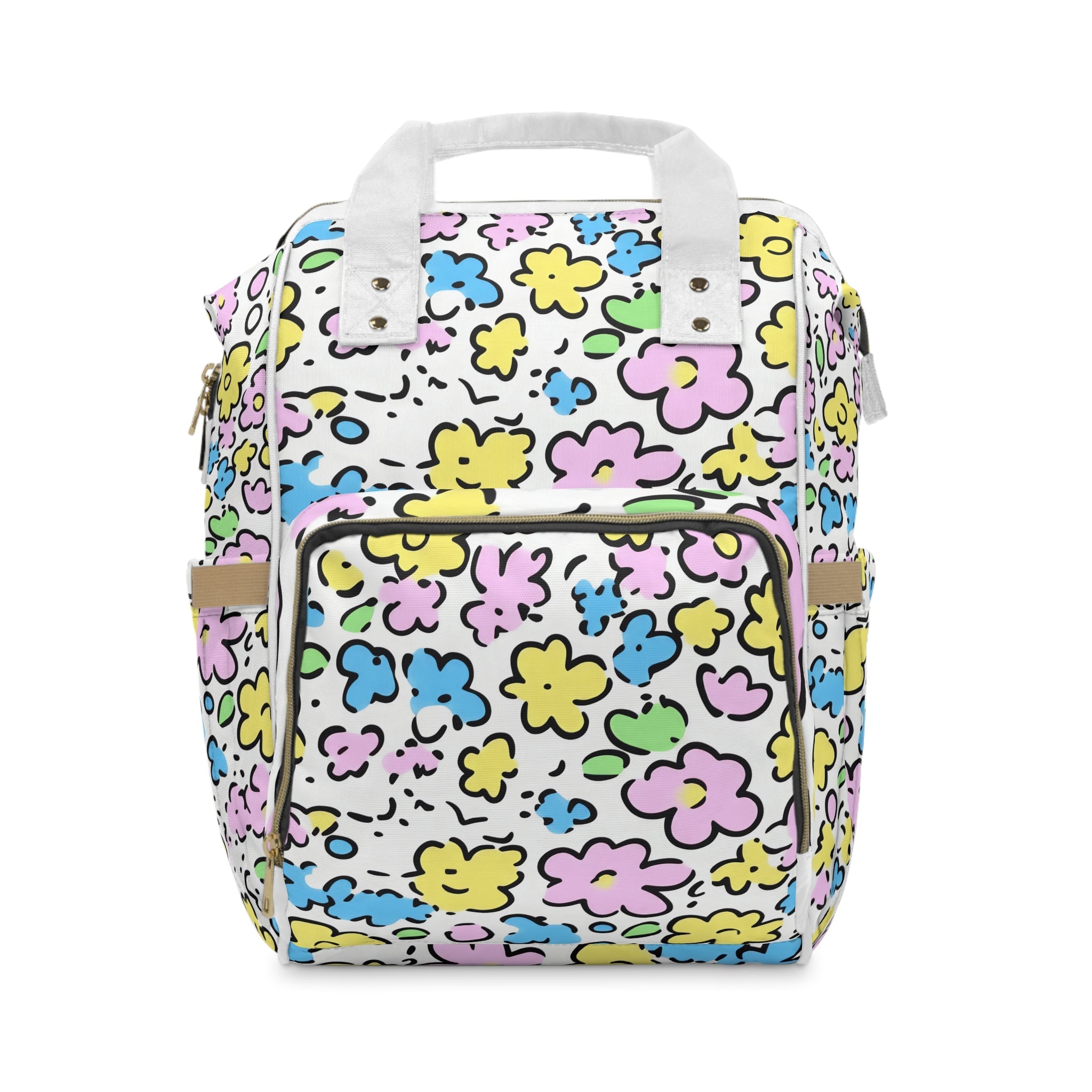 Colorful Floral Diaper Backpack, Artsulli - Art is Long, Life is Short, Bags, Size, 15.0" × 10.8" × 6.7'', , , , , 22960069178987081711