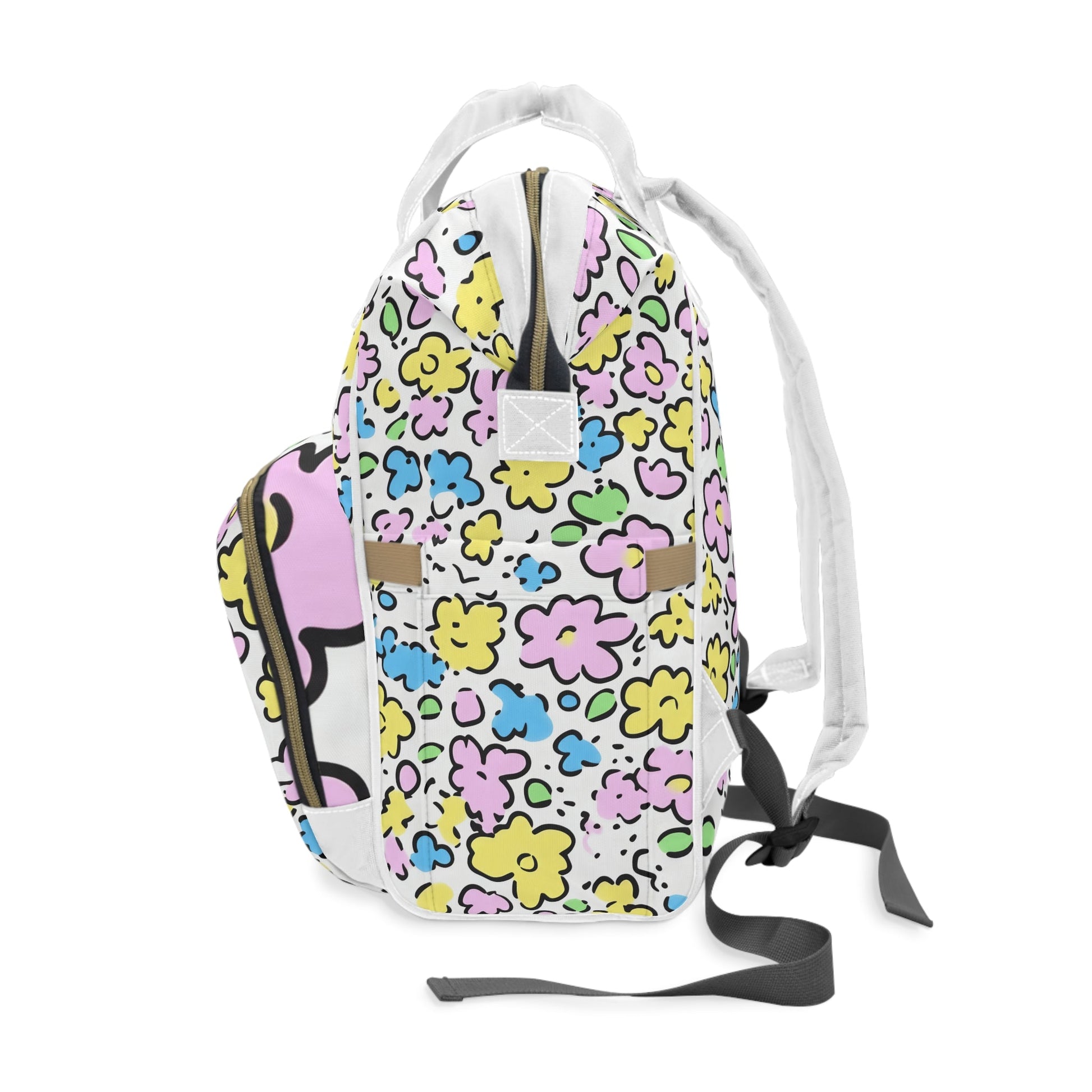 Colorful Floral Diaper Backpack, Artsulli - Art is Long, Life is Short, Bags, , , , , , , 