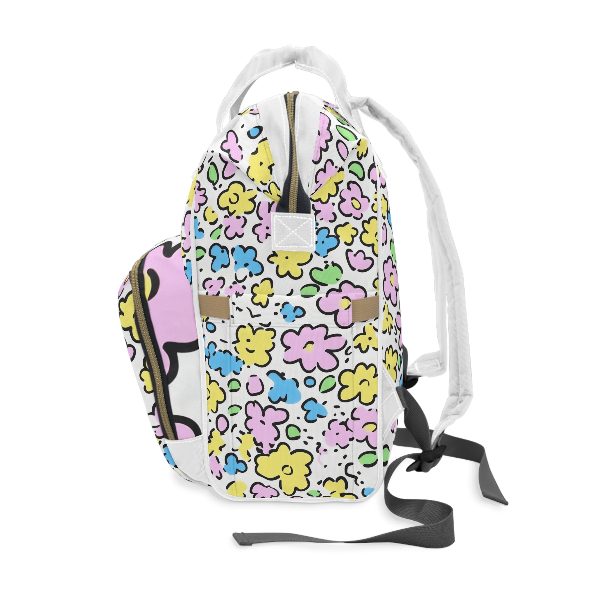 Colorful Floral Diaper Backpack, Artsulli - Art is Long, Life is Short, Bags, , , , , , , 
