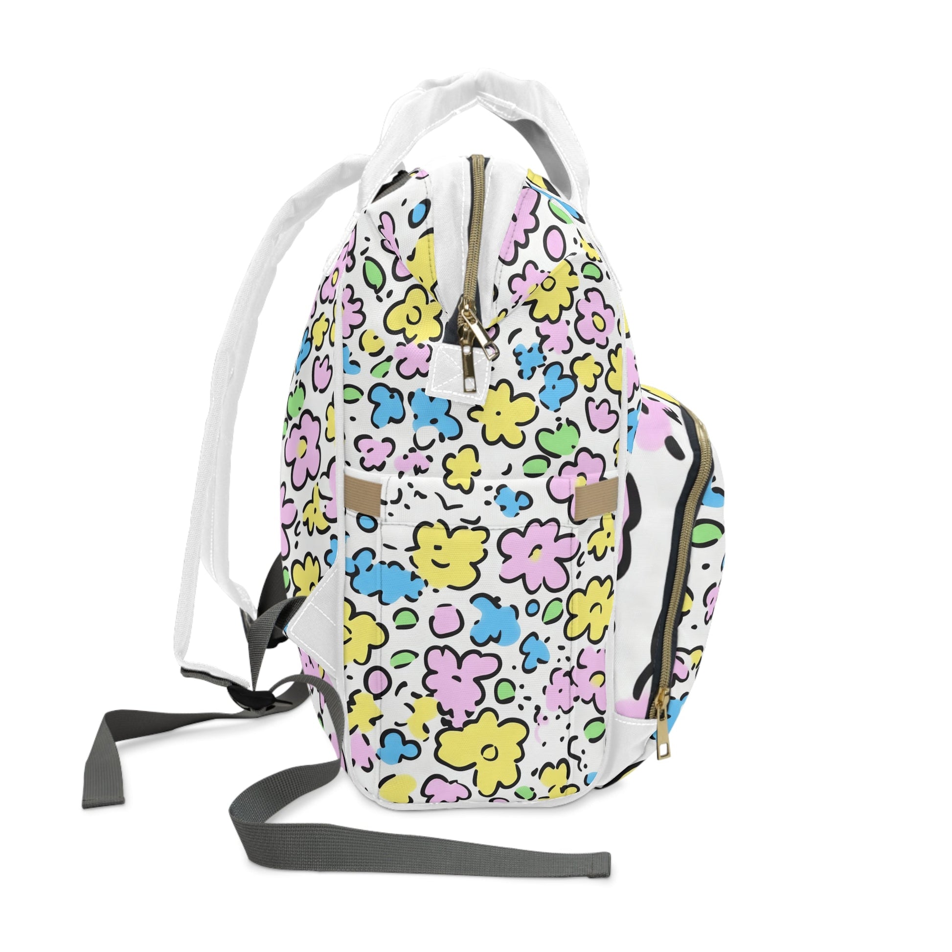 Colorful Floral Diaper Backpack, Artsulli - Art is Long, Life is Short, Bags, , , , , , , 