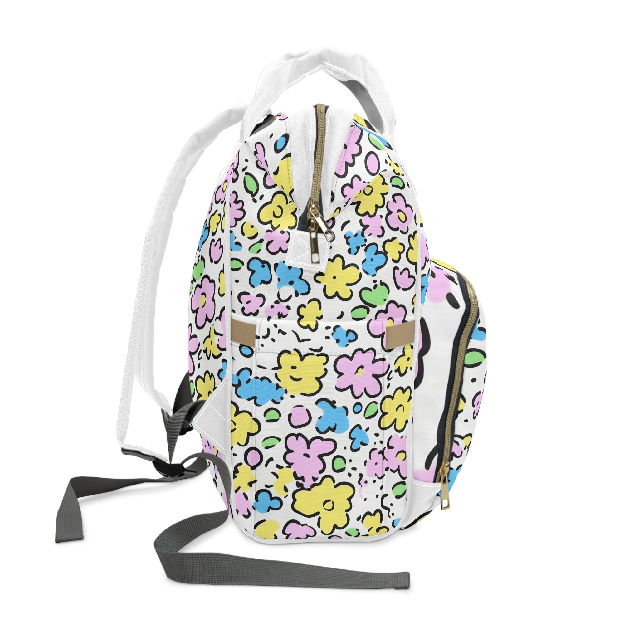 Colorful Floral Diaper Backpack, Artsulli - Art is Long, Life is Short, Bags, , , , , , , 