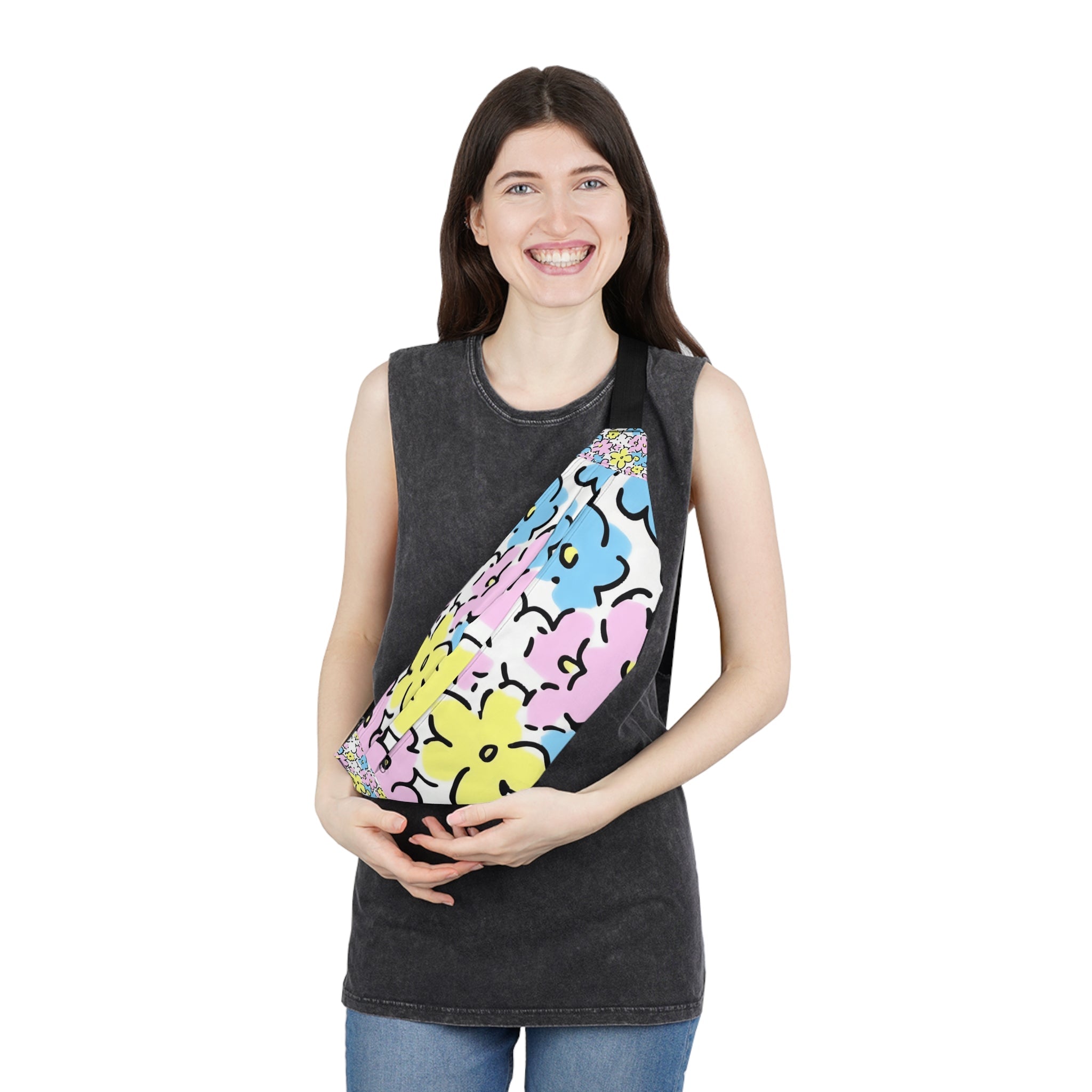 Colorful Floral Fanny Pack, Artsulli - Art is Long, Life is Short, Bags, , , , , , , 