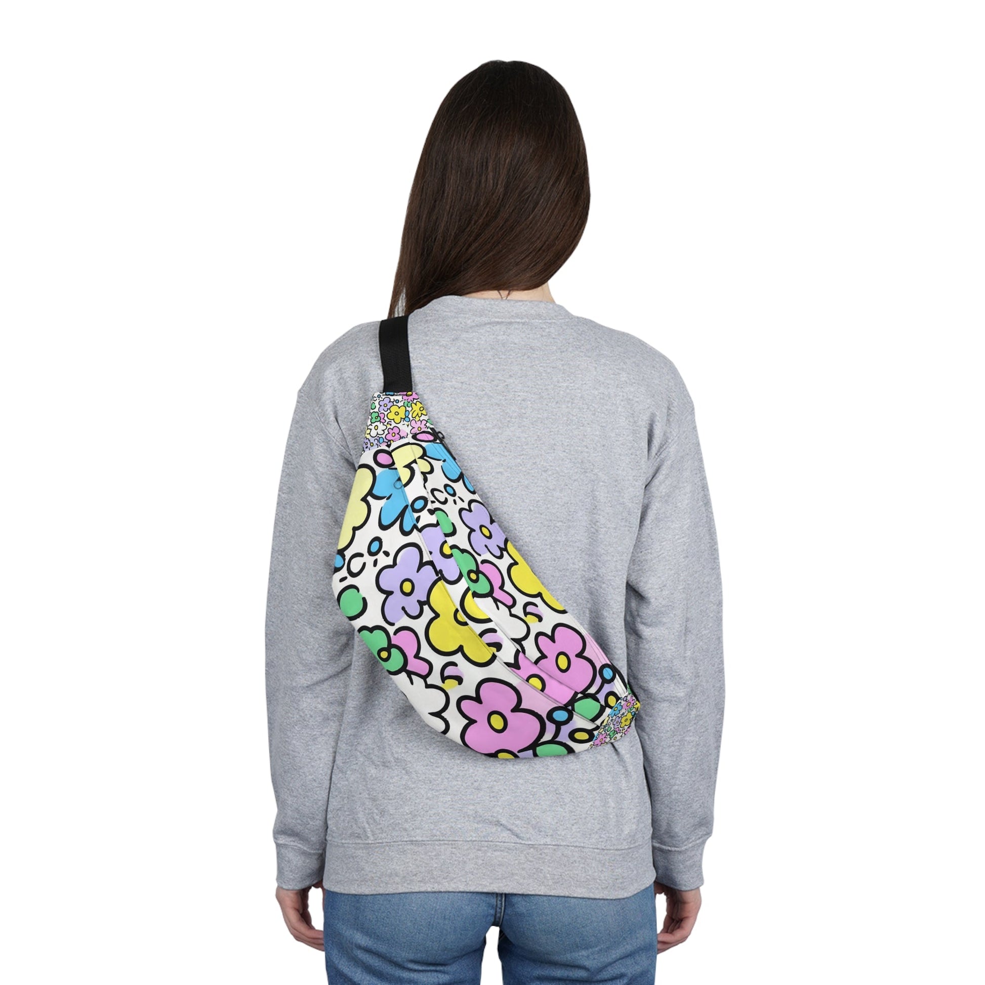 Colorful Floral Fanny Pack, Artsulli - Art is Long, Life is Short, Bags, , , , , , , 