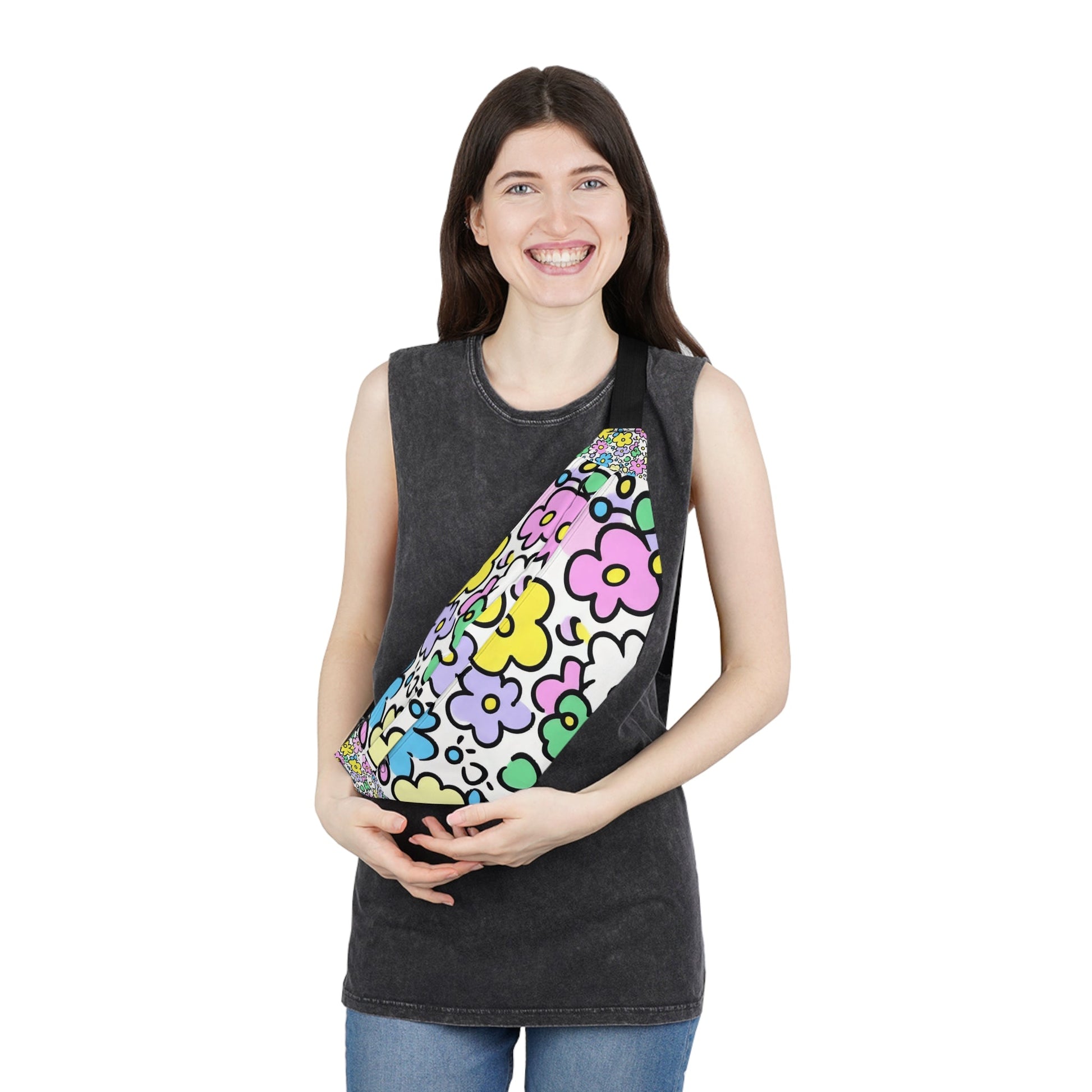 Colorful Floral Fanny Pack, Artsulli - Art is Long, Life is Short, Bags, , , , , , , 