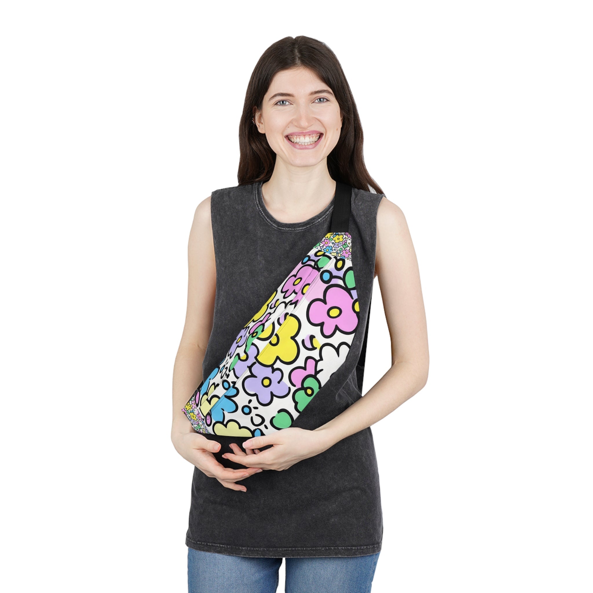 Colorful Floral Fanny Pack, Artsulli - Art is Long, Life is Short, Bags, , , , , , , 