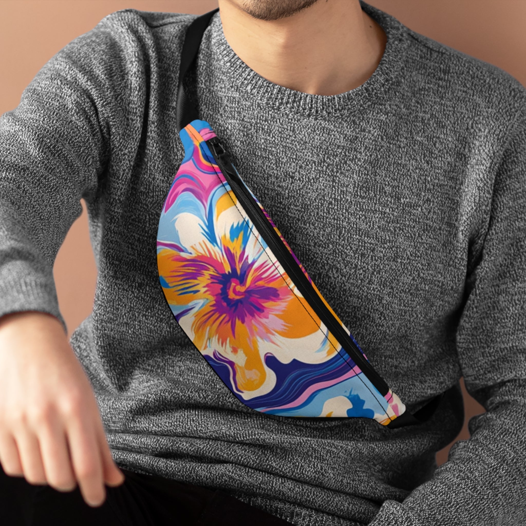 Colorful Floral Fanny Pack, Artsulli - Art is Long, Life is Short, Bags, , , , , , , 