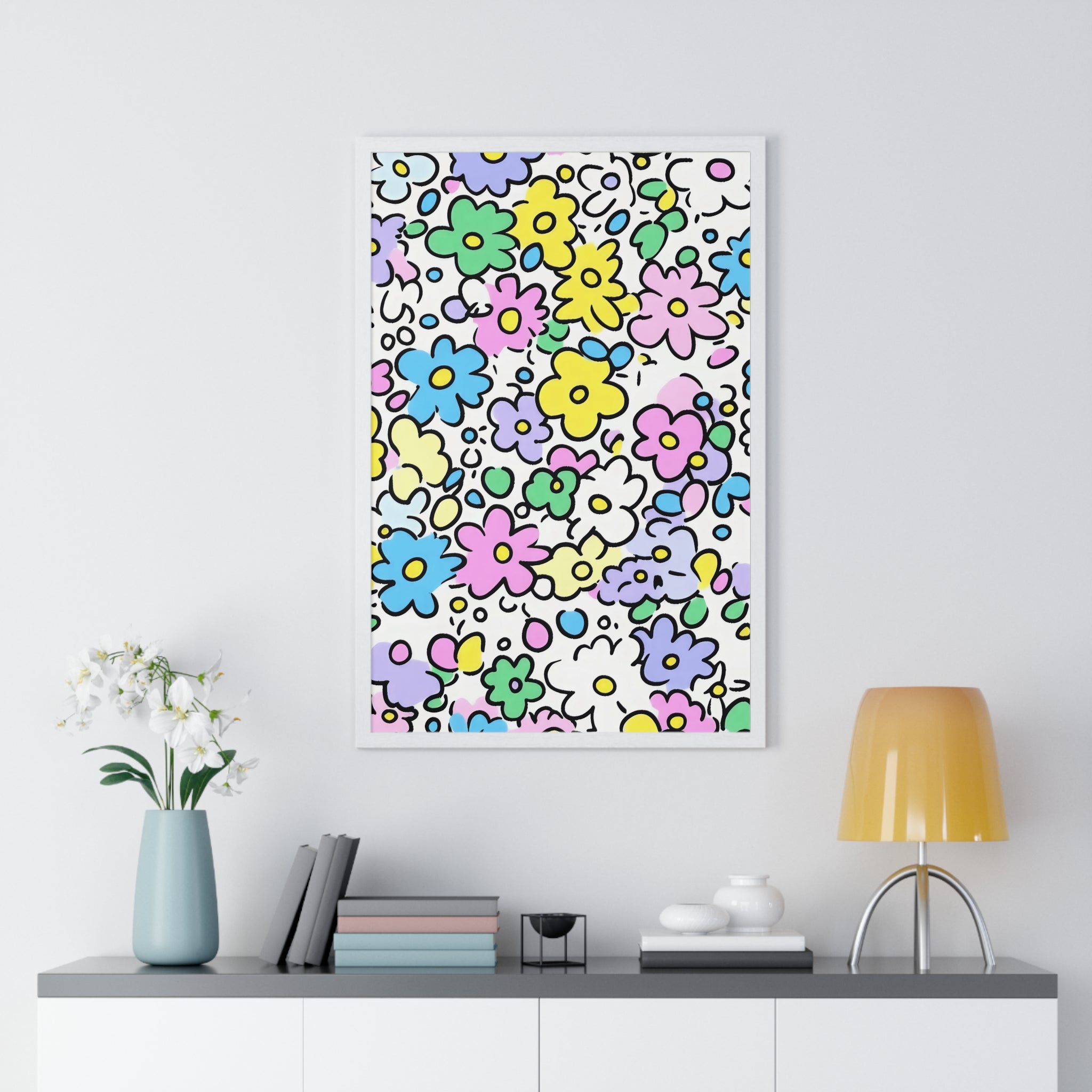 Printify Colorful Floral Framed Art Print 2025