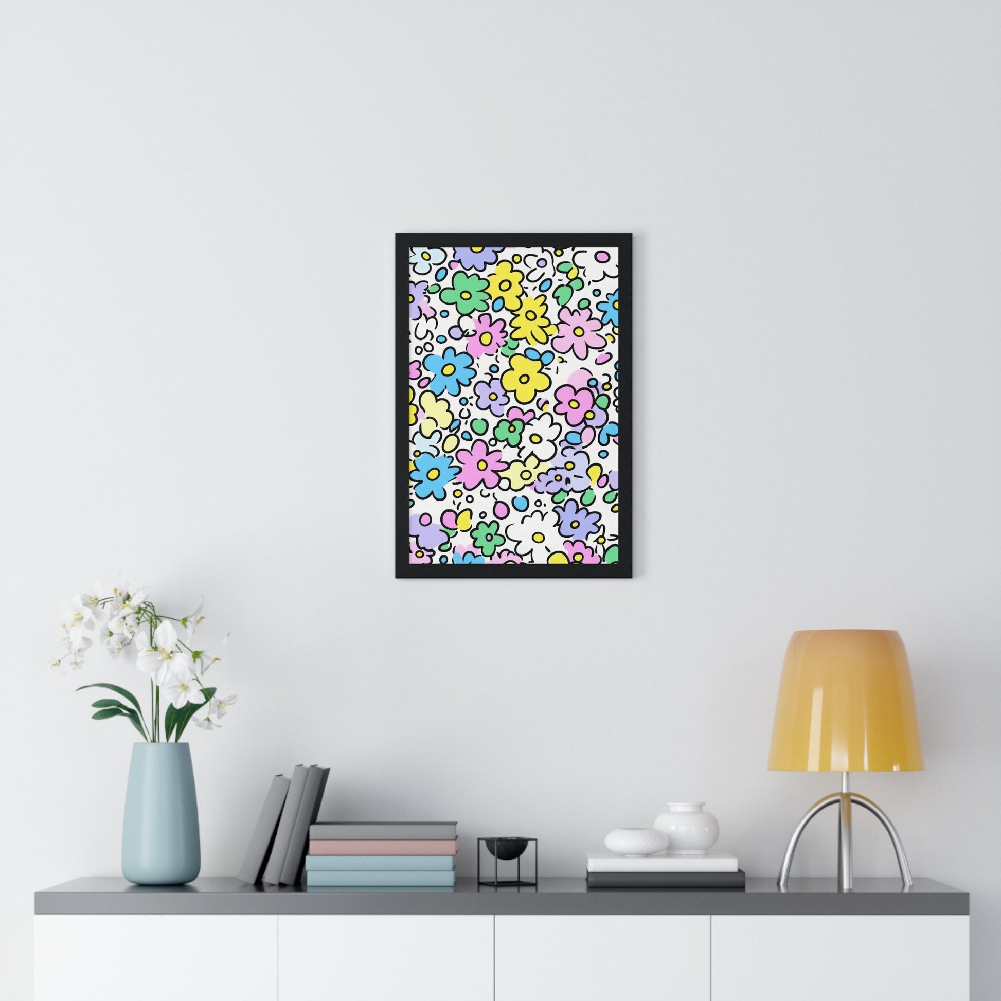 Printify Colorful Floral Framed Art Print 2025