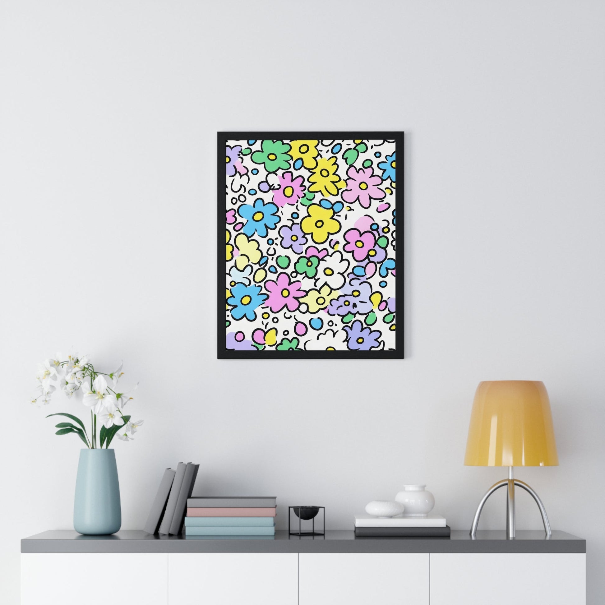 Printify Colorful Floral Framed Art Print 2025