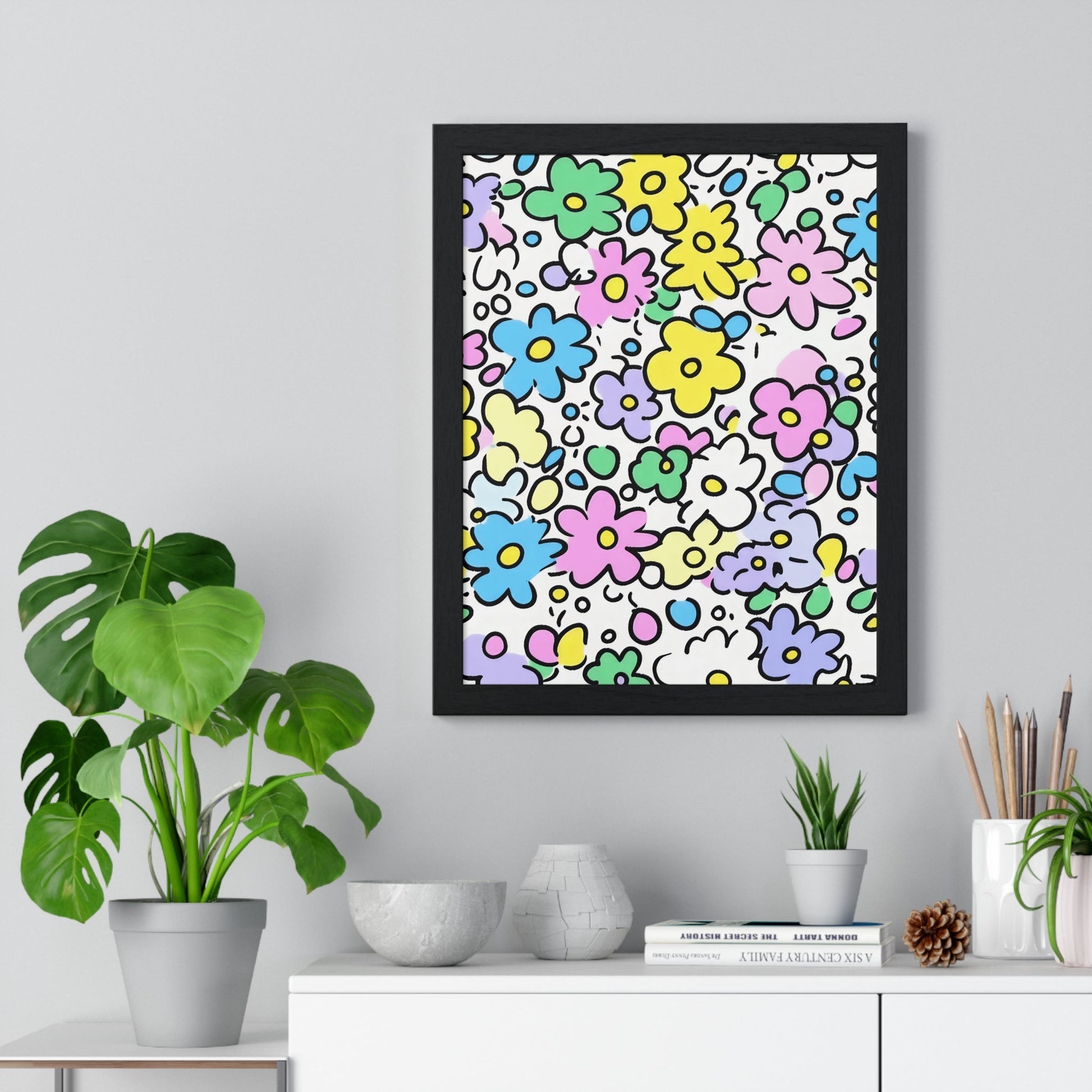 Printify Colorful Floral Framed Art Print 2025