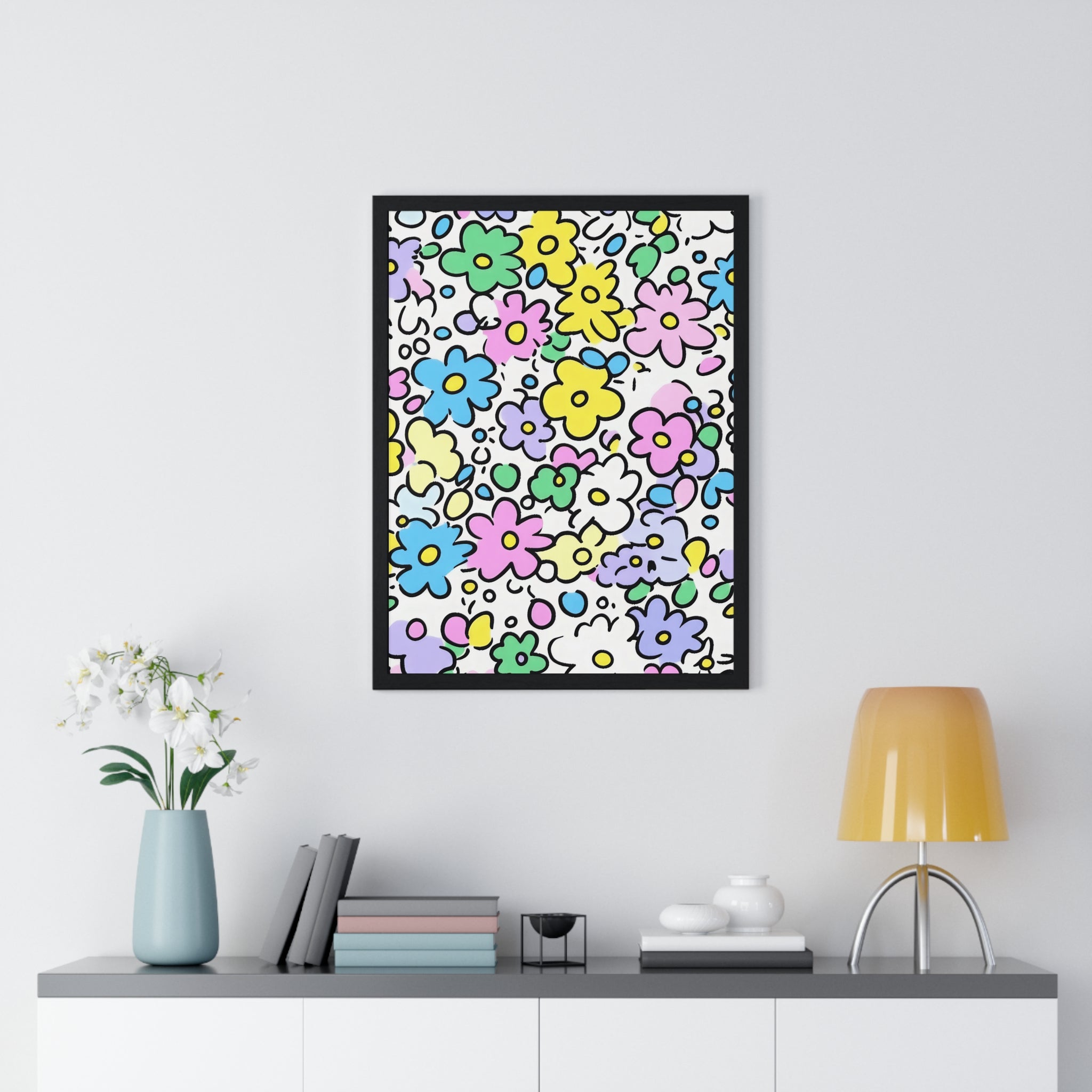Printify Colorful Floral Framed Art Print 2025