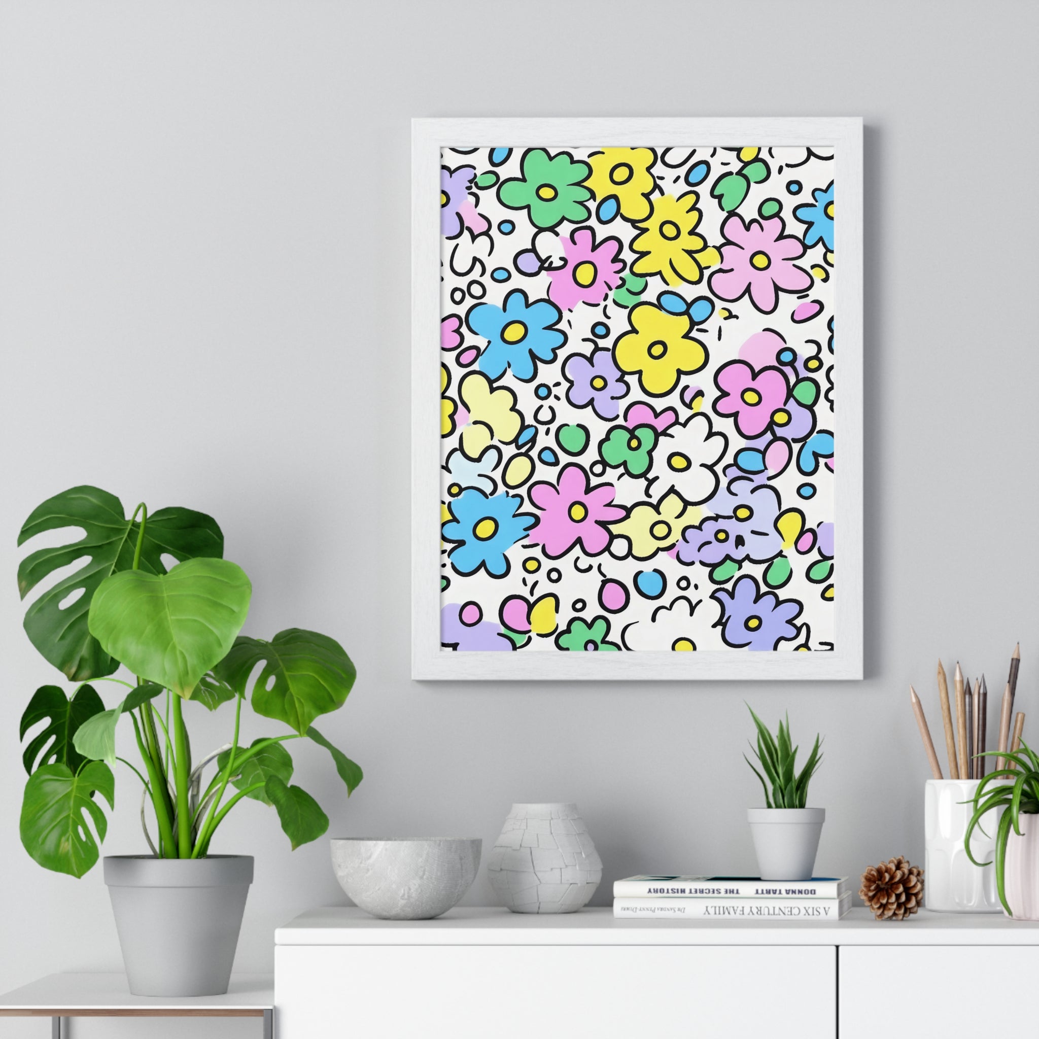 Printify Colorful Floral Framed Art Print 2025